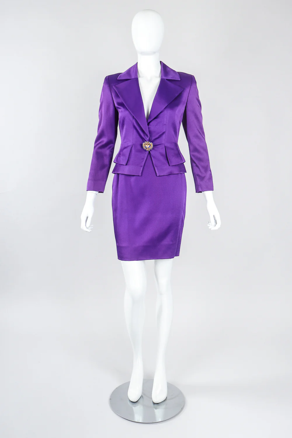 Electric Satin Jacket & Skirt Power Suit - Image 4
