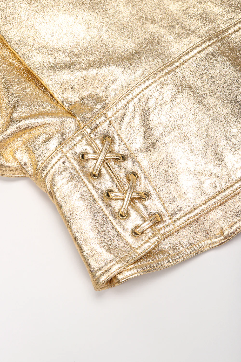 Emanuel Gold Leather Biker Jacket - Image 10