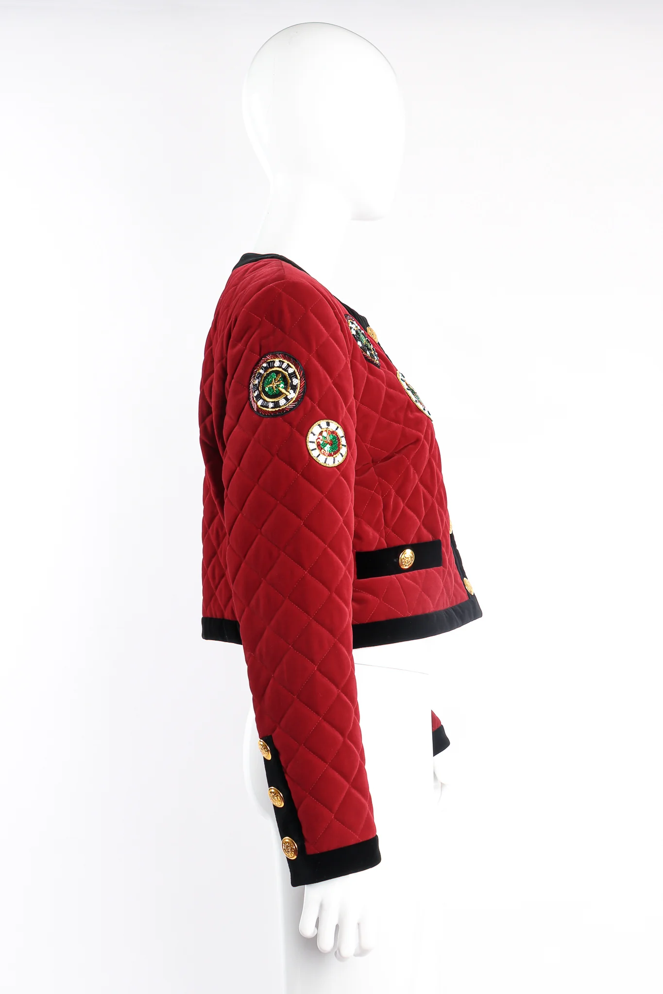 Embellished Clock Quilted Velvet Bomber - Image 2