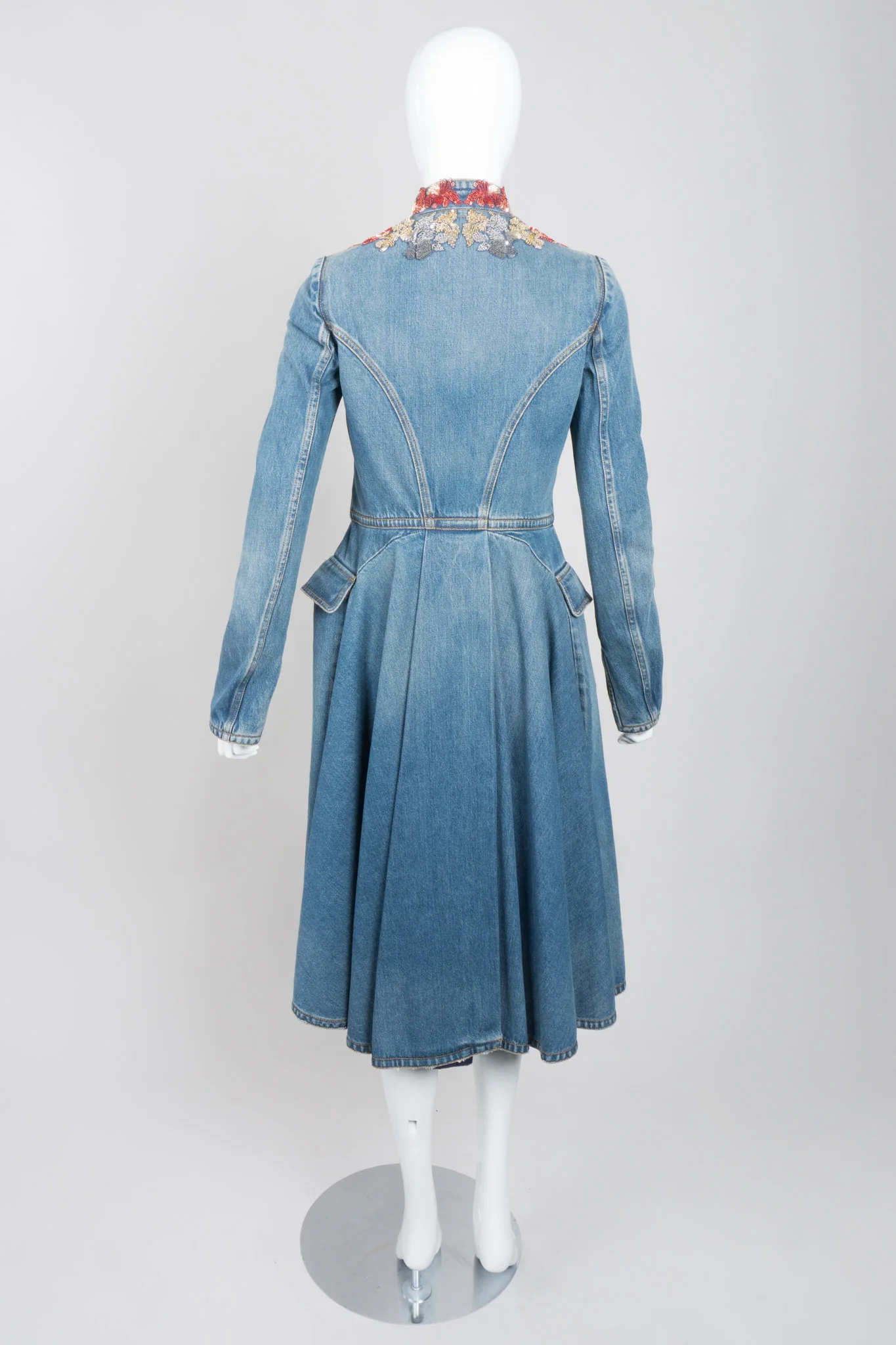 Embellished Denim Cutaway Coat - Image 6