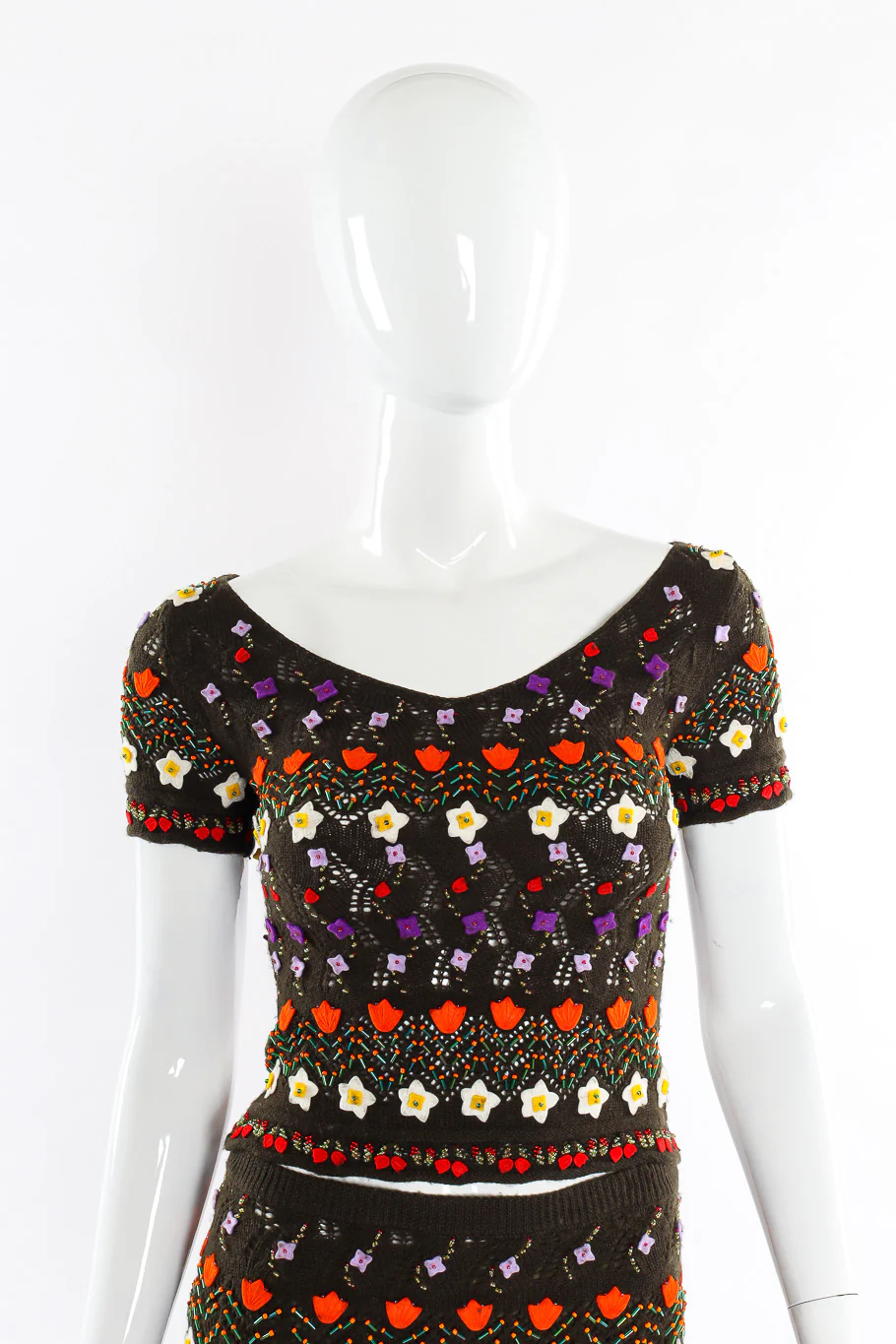 Embellished Knit Top and Skirt Set - Image 3