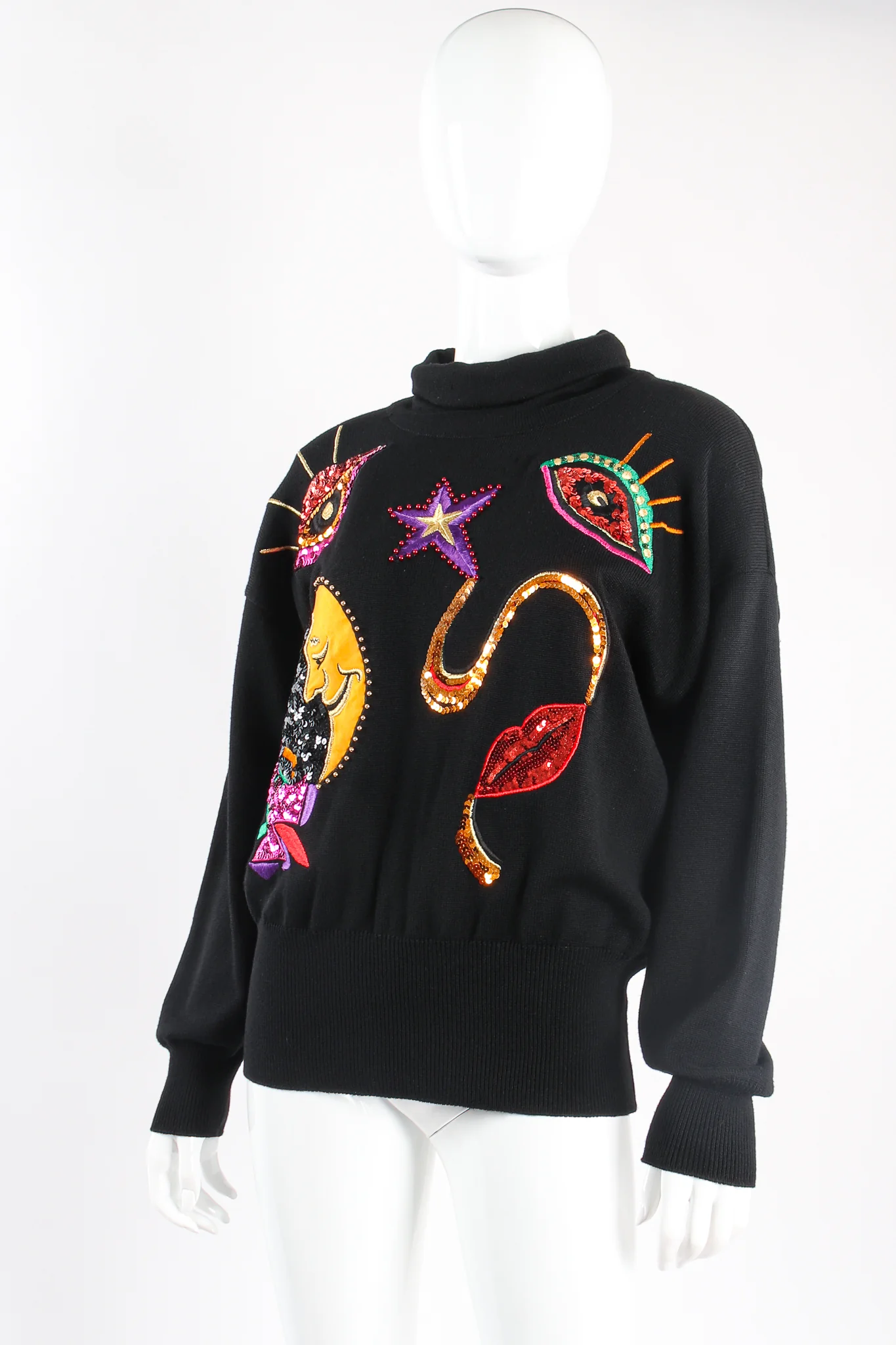 Embellished Moon Appliqué Sweater - Image 4