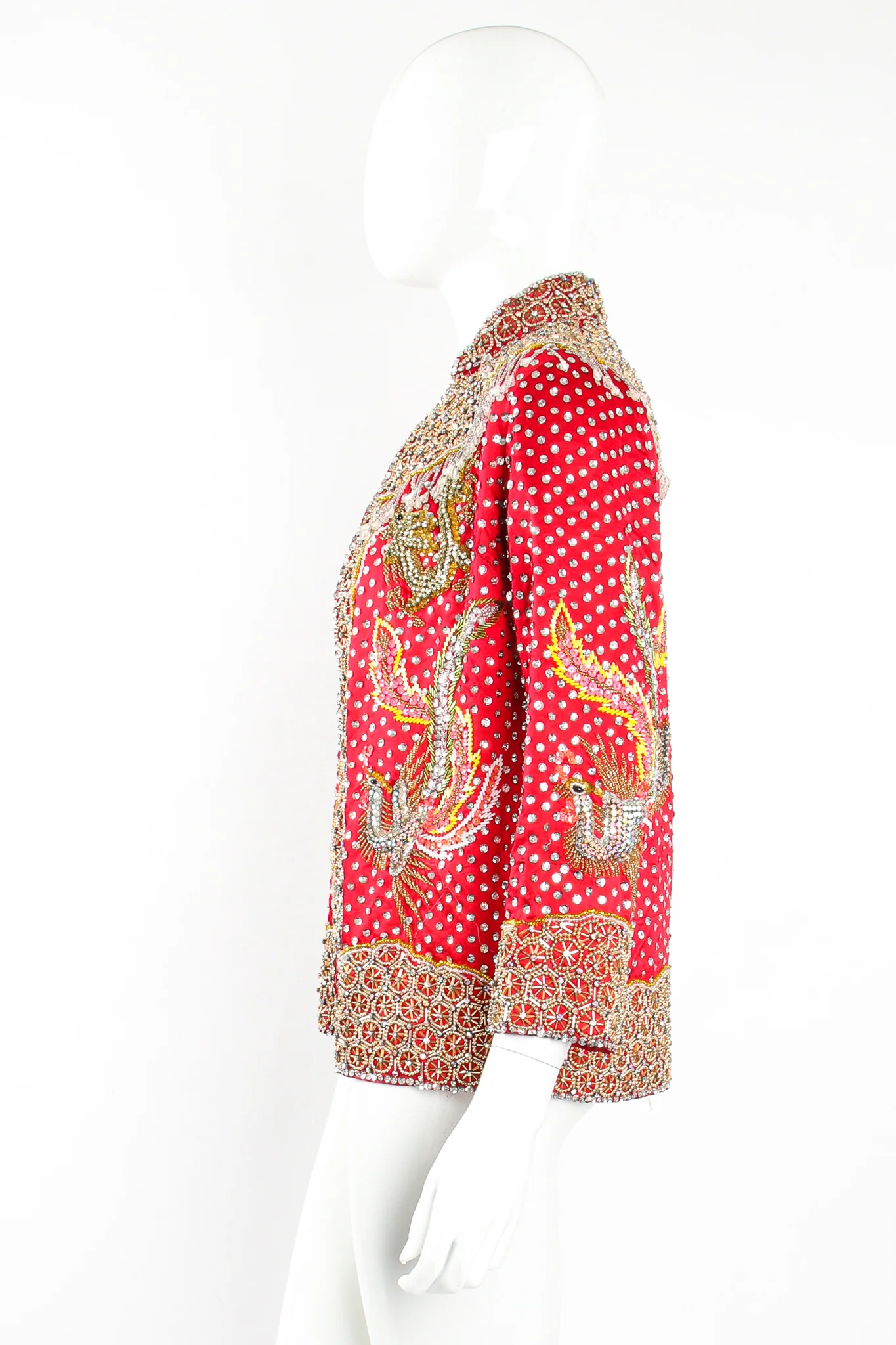 Embellished Chinese Phoenix & Dragon Silk Jacket - Image 12