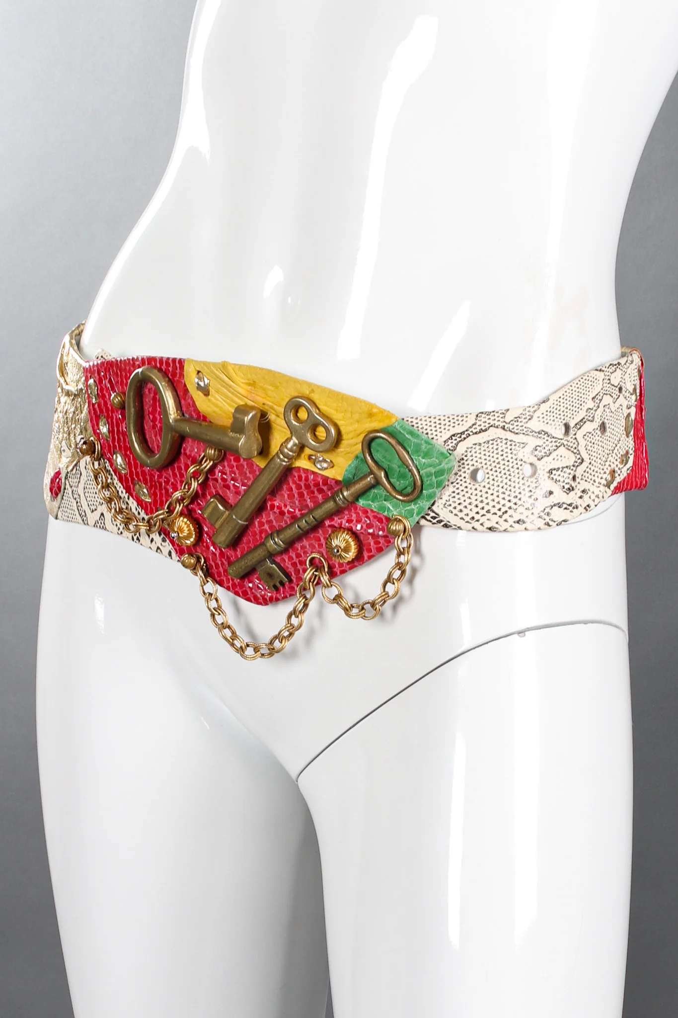 Embellished Reptile Key Waist Belt