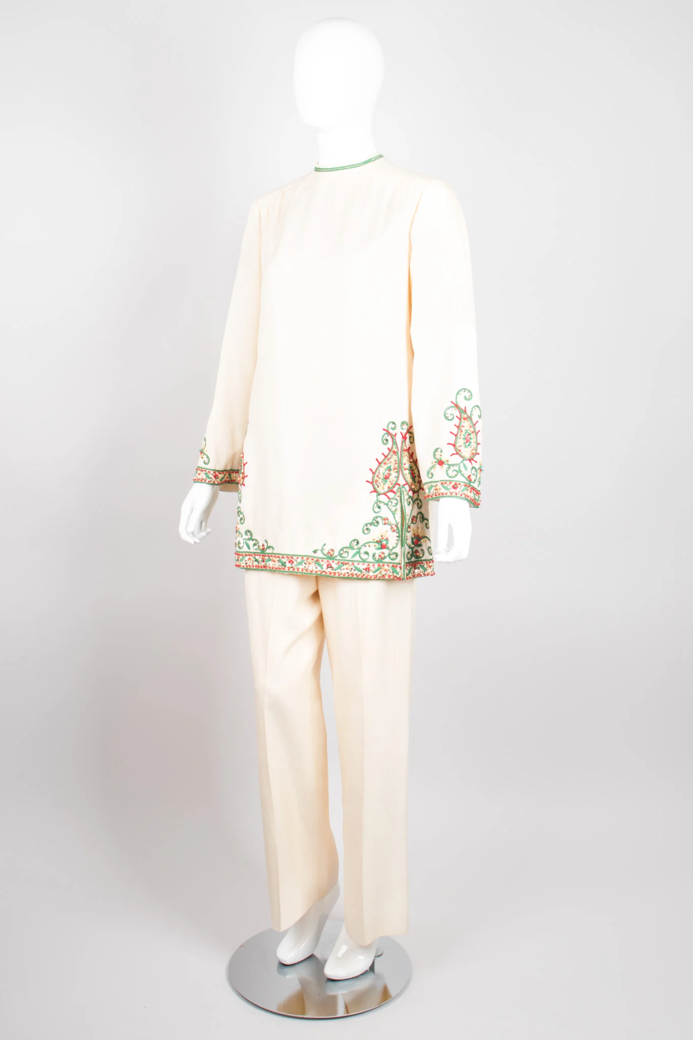 Embellished Silk Tunic & Pant Set - Image 4