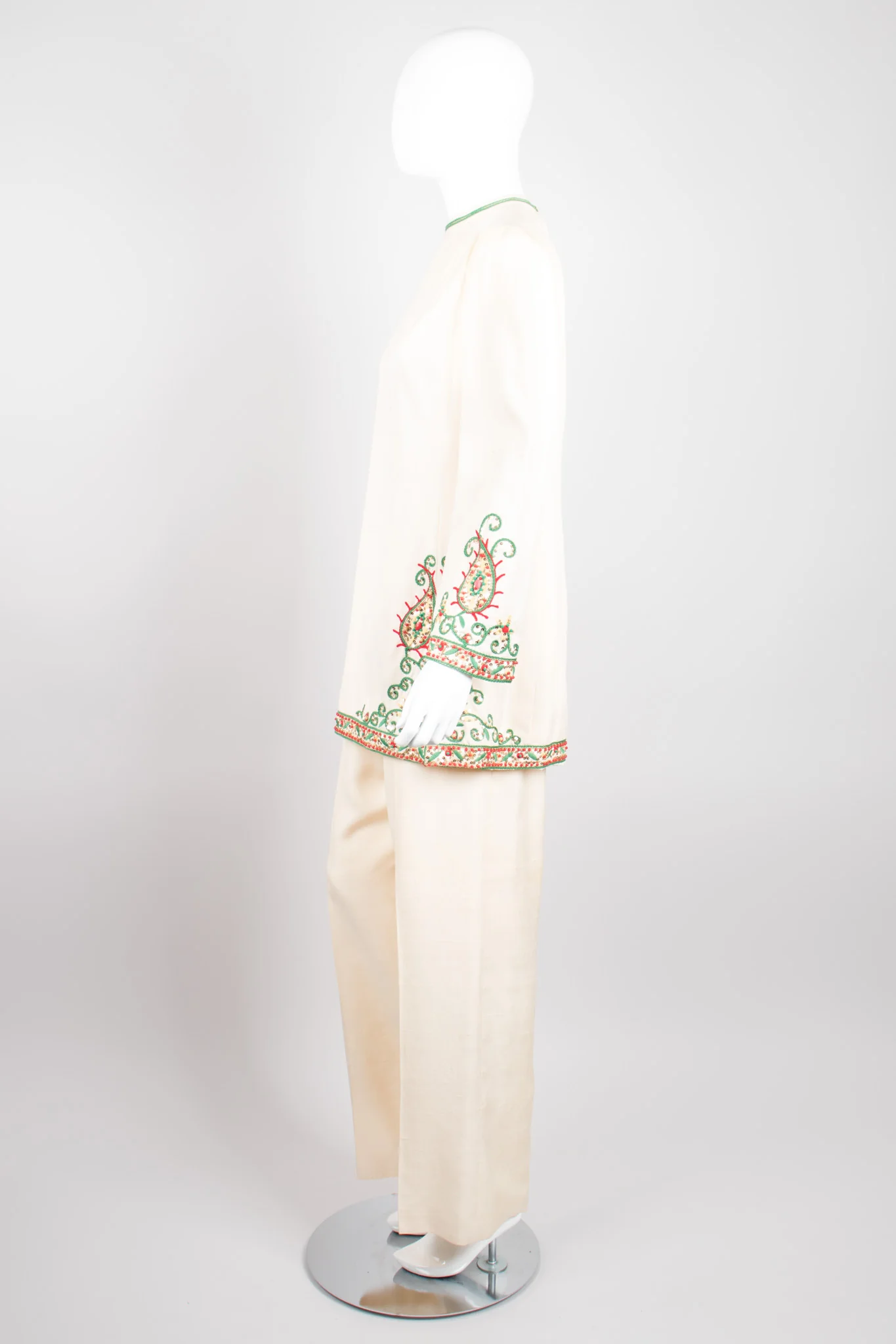 Embellished Silk Tunic & Pant Set - Image 5