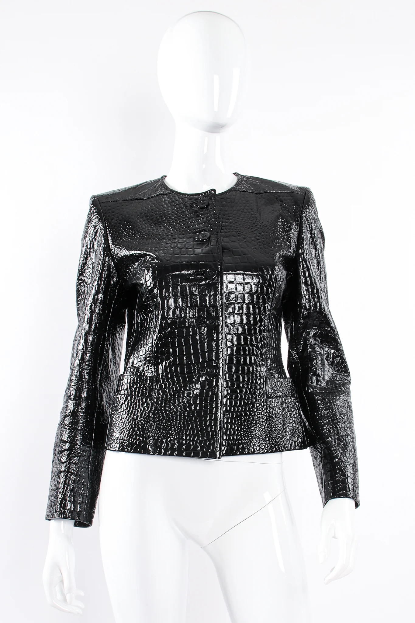 Embossed Patent Leather Jacket - Image 4