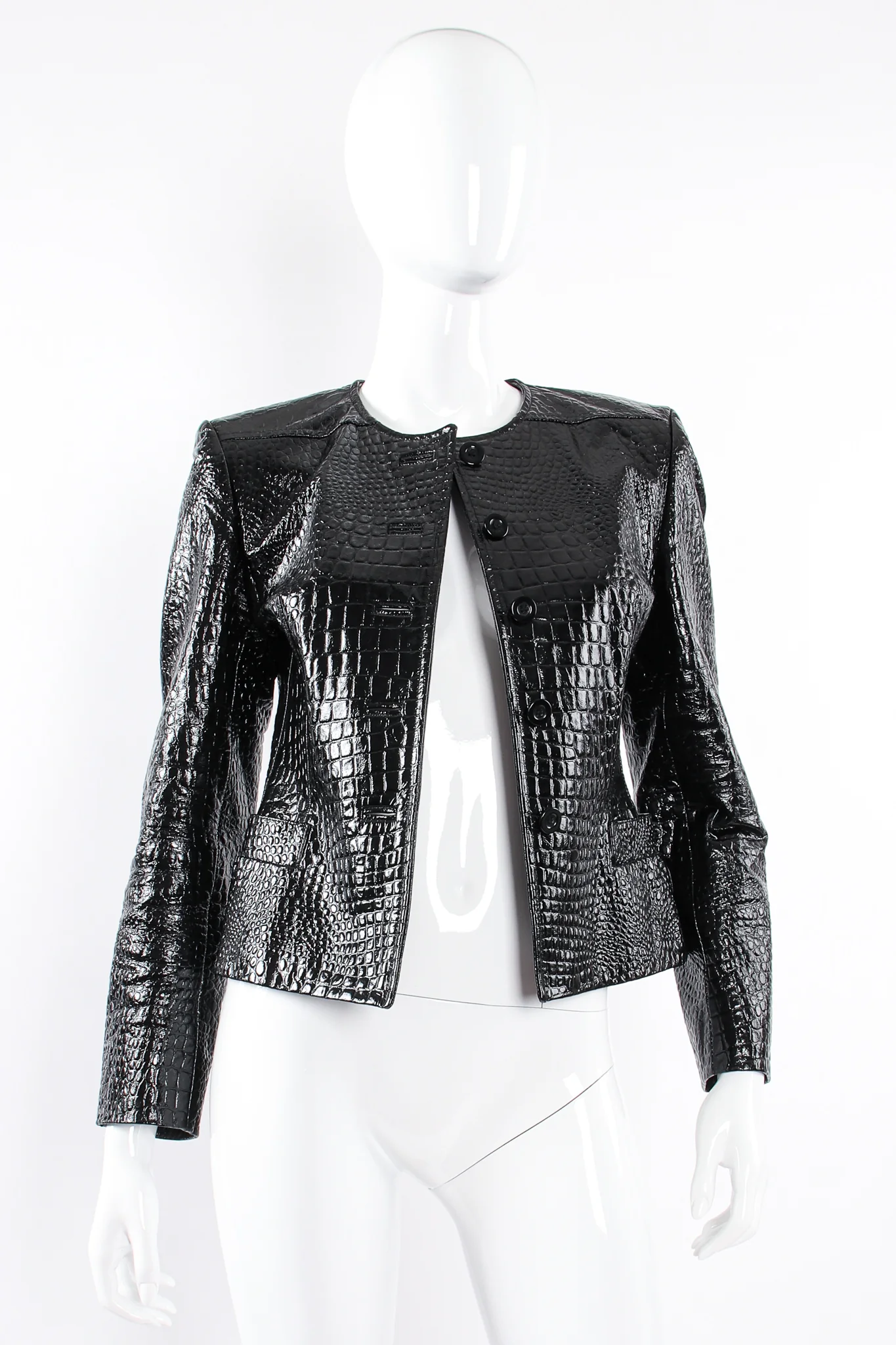 Embossed Patent Leather Jacket - Image 5