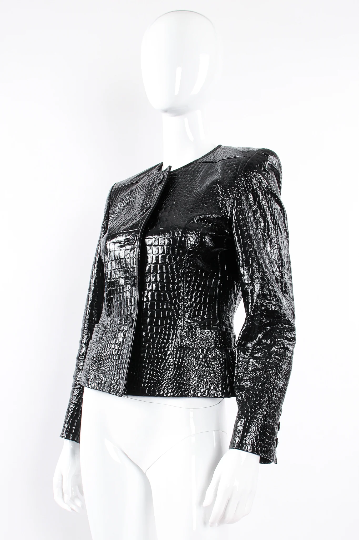 Embossed Patent Leather Jacket - Image 8
