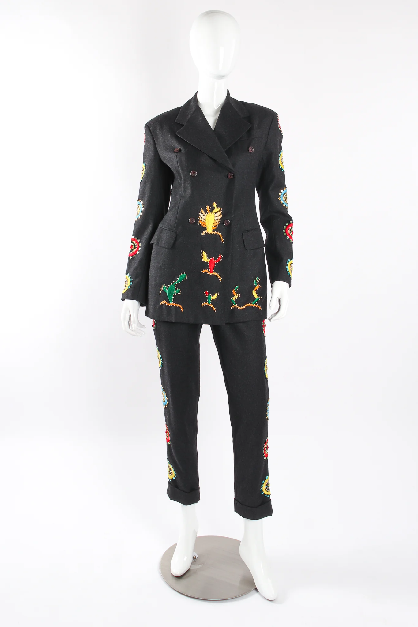 Embroidered Beaded Jacket & Pant Set - Image 2