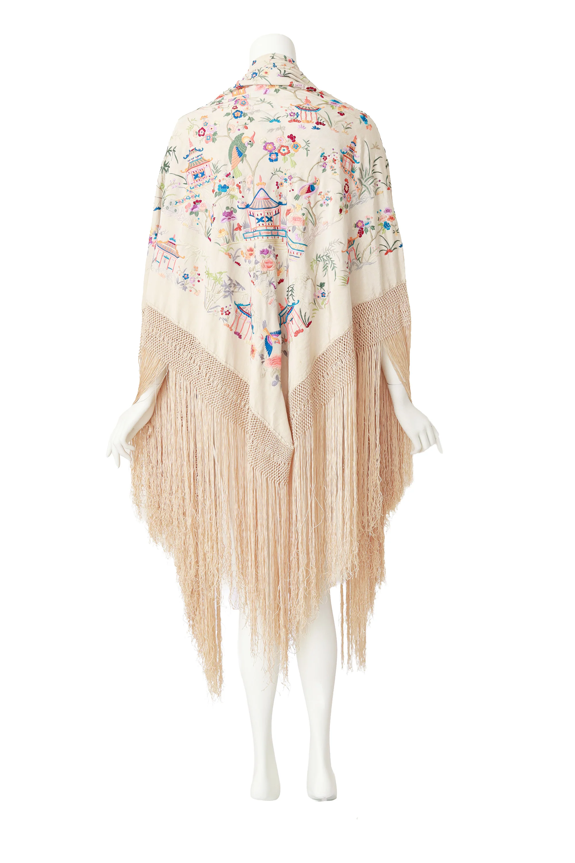Embroidered Chinoiserie Piano Shawl