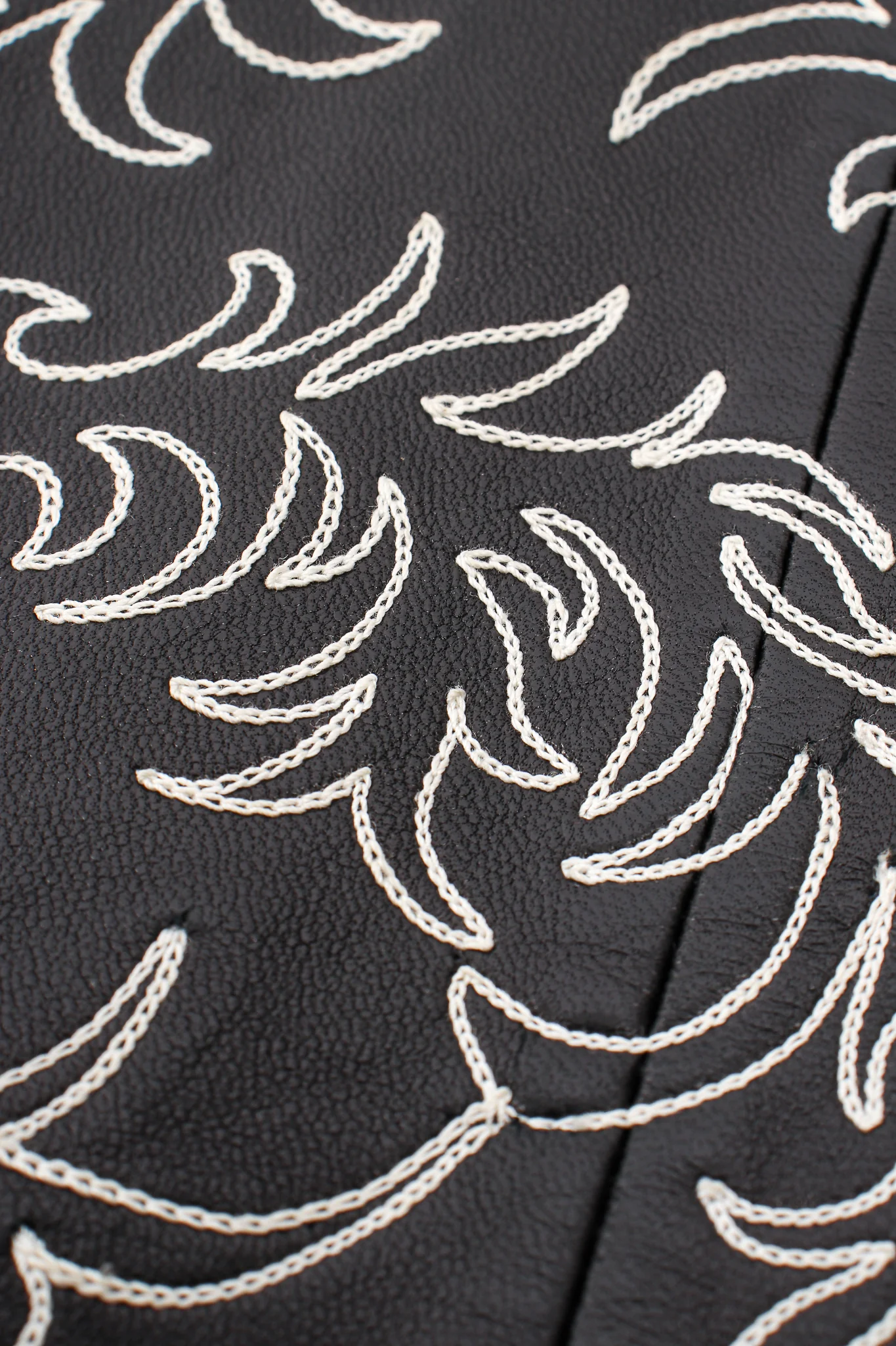 Embroidered Collarless Leather Jacket - Image 12