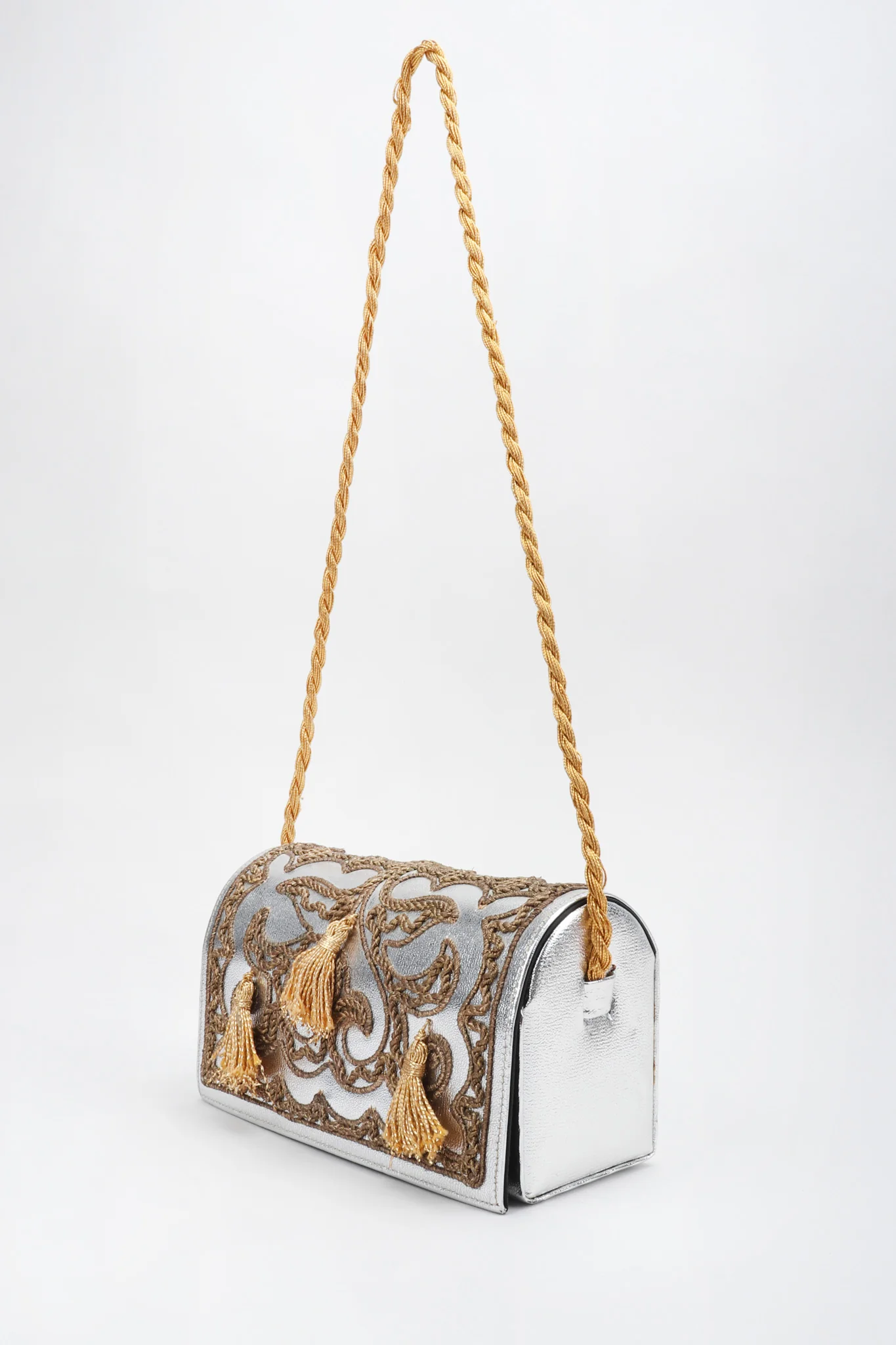 Embroidered Lamé Shoulder Bag - Image 4