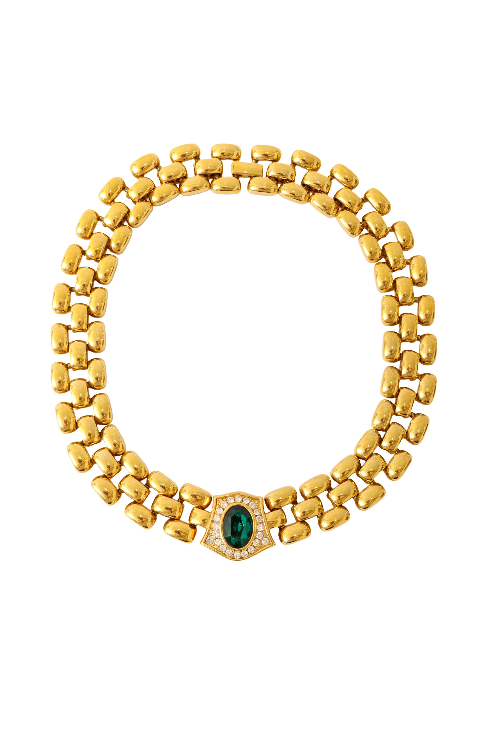 Emerald Cabochon Collar Necklace