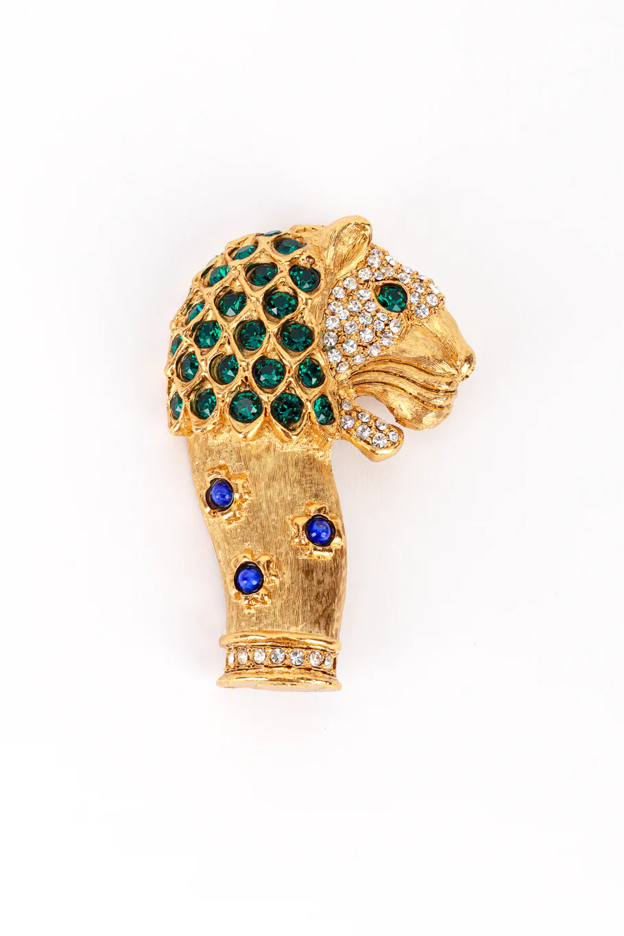 Emerald Crystal Mughal Lion Brooch