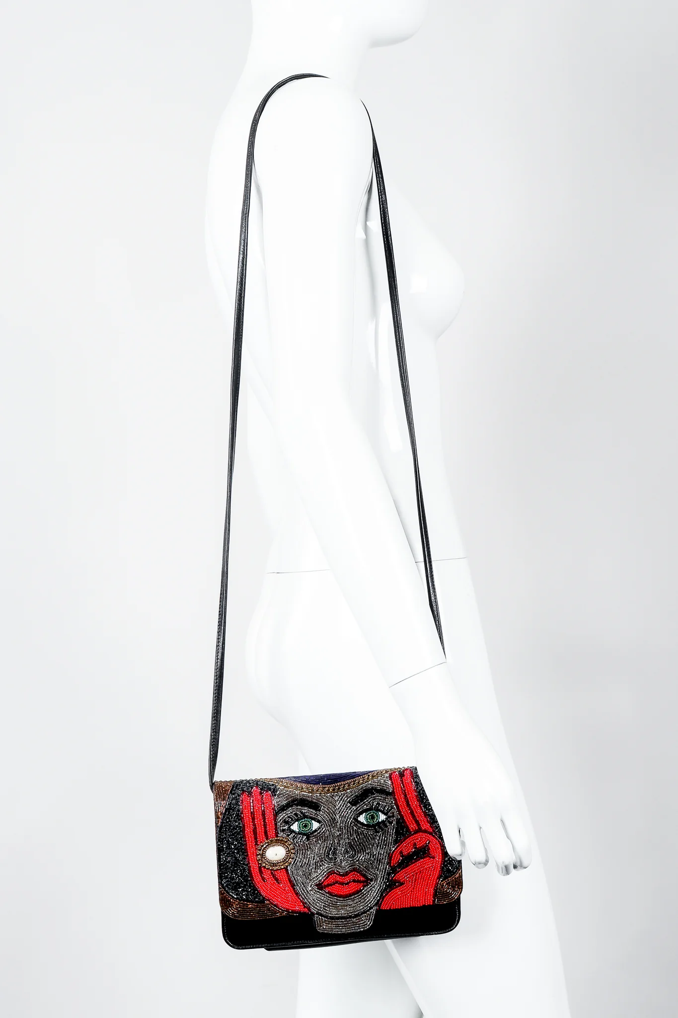 Emerald Eyes Beaded Face Bag - Image 4