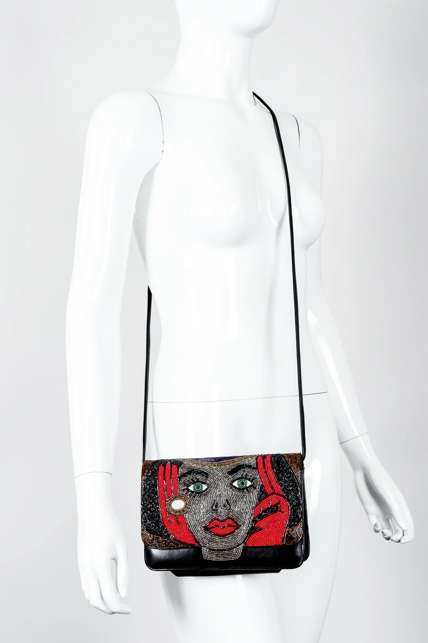 Emerald Eyes Beaded Face Bag - Image 5