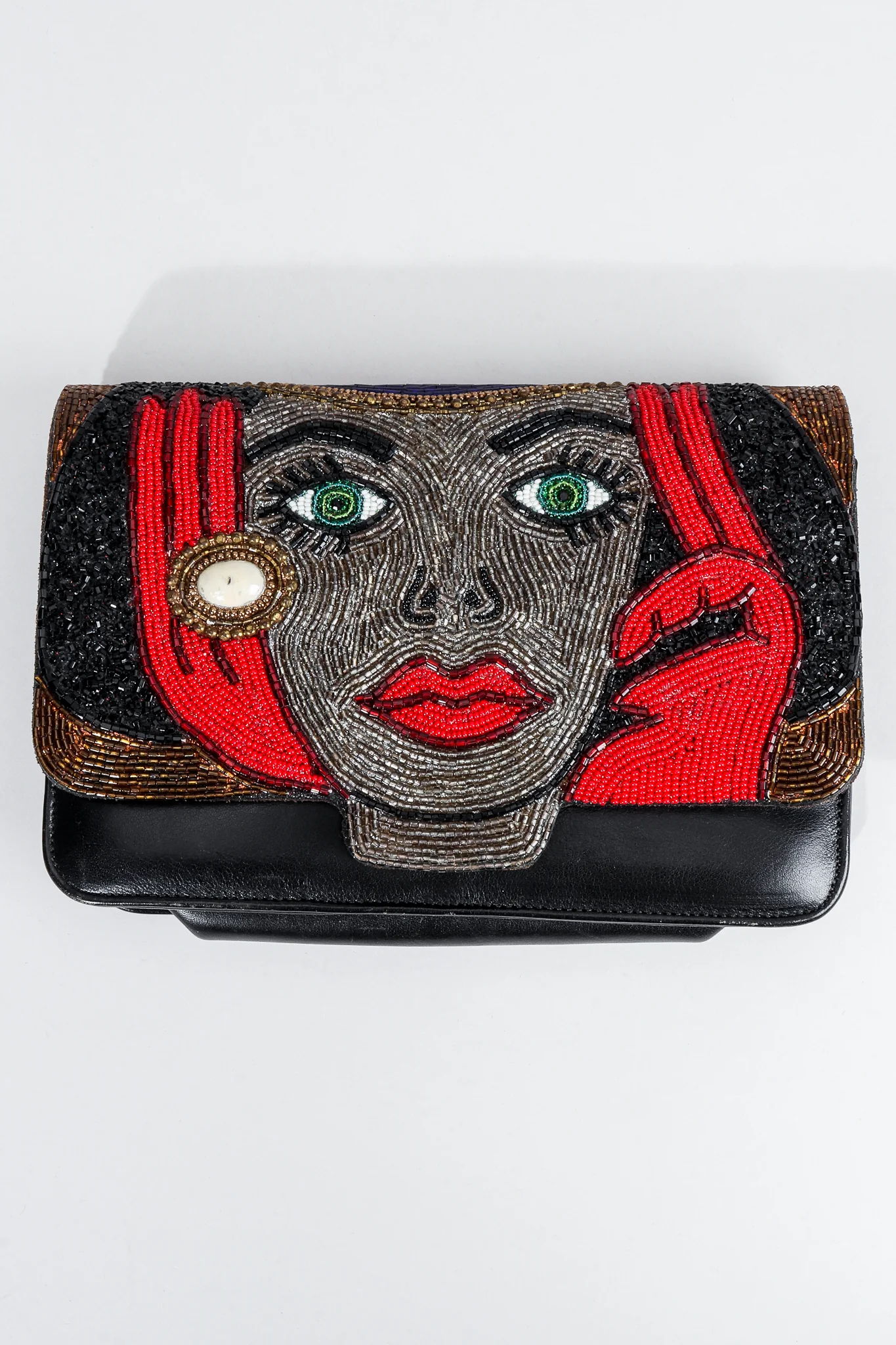 Emerald Eyes Beaded Face Bag - Image 7