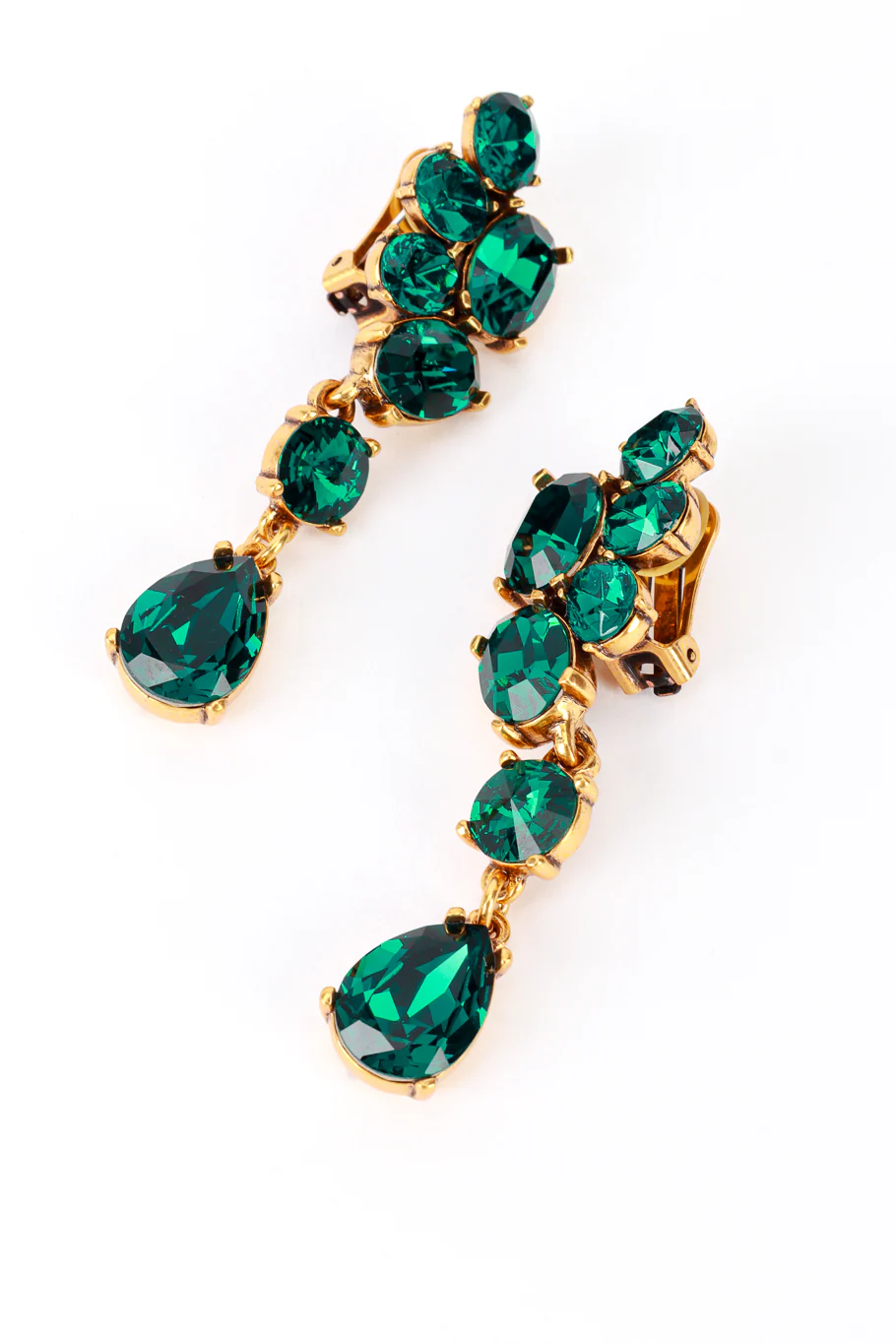 Emerald Gem Cluster Drop Earrings - Image 3