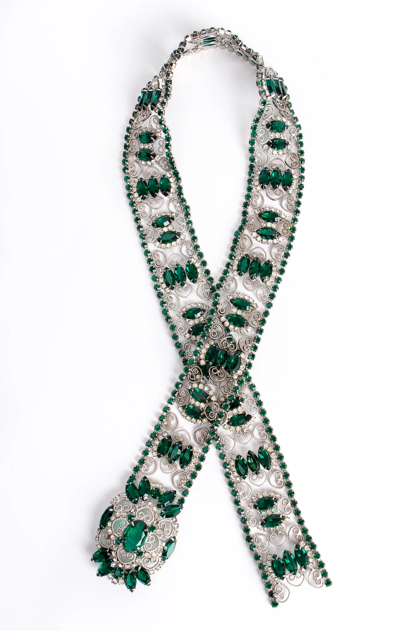 Emerald Rhinestone Metal Lace Belt - Image 3