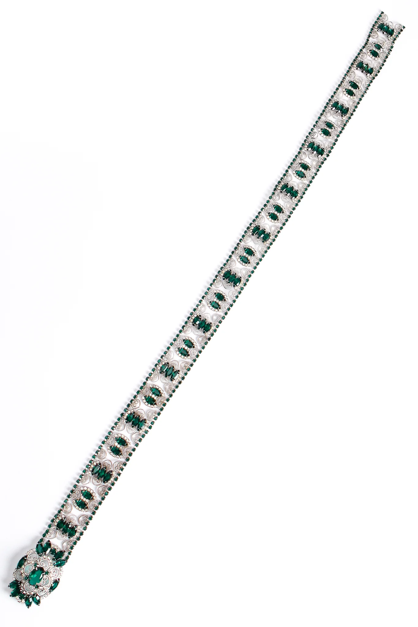 Emerald Rhinestone Metal Lace Belt - Image 6