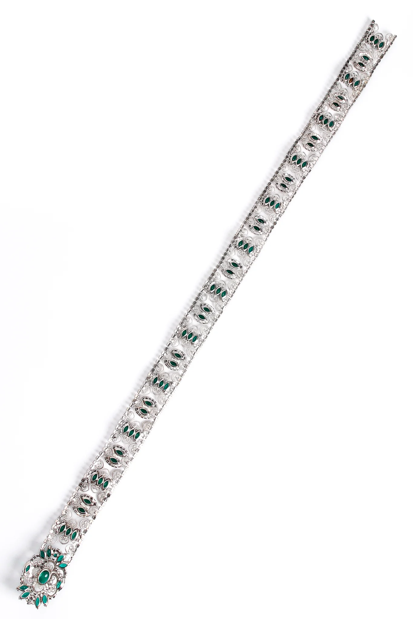 Emerald Rhinestone Metal Lace Belt - Image 7