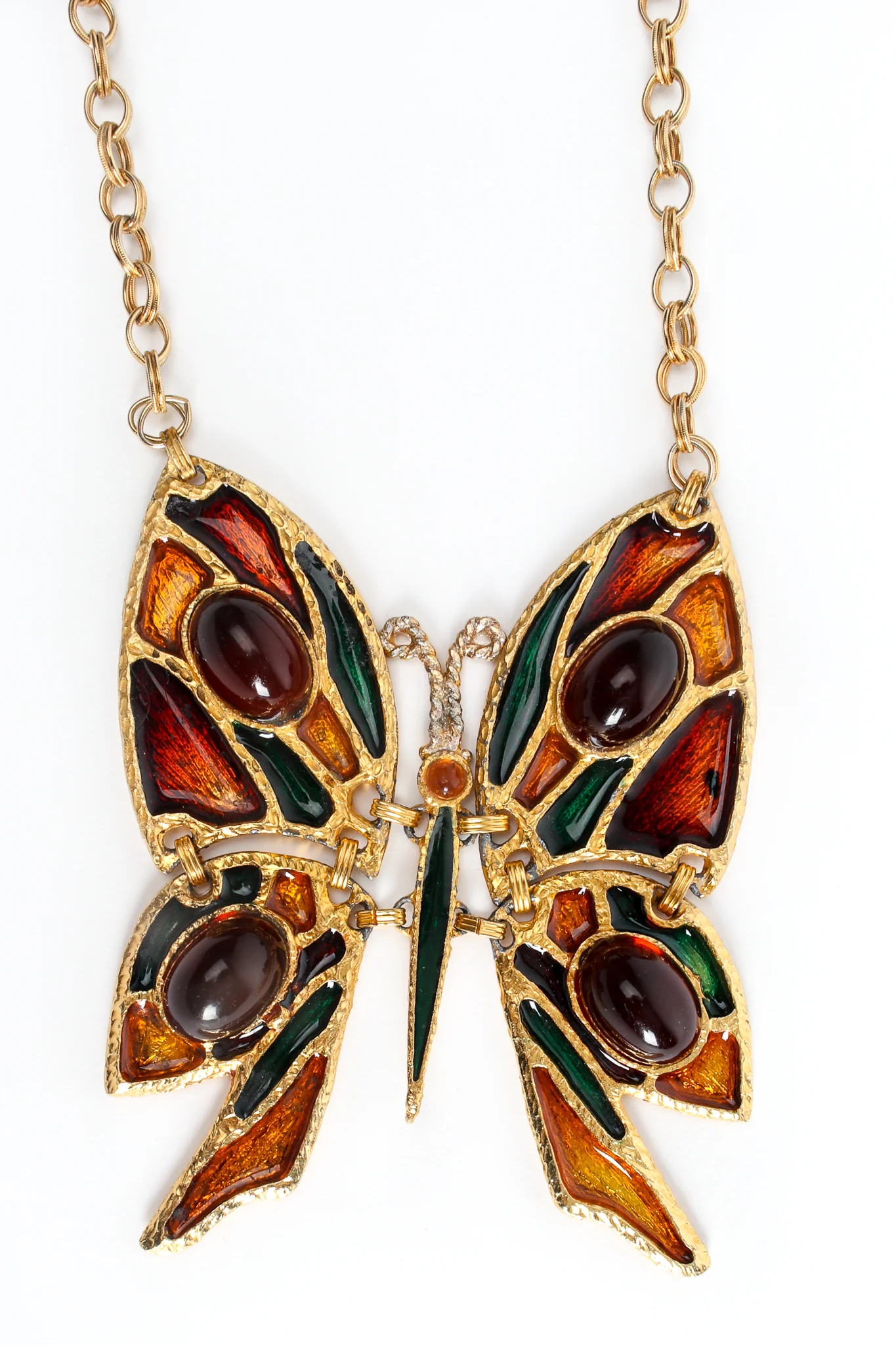 Enamel Butterfly Plate Necklace