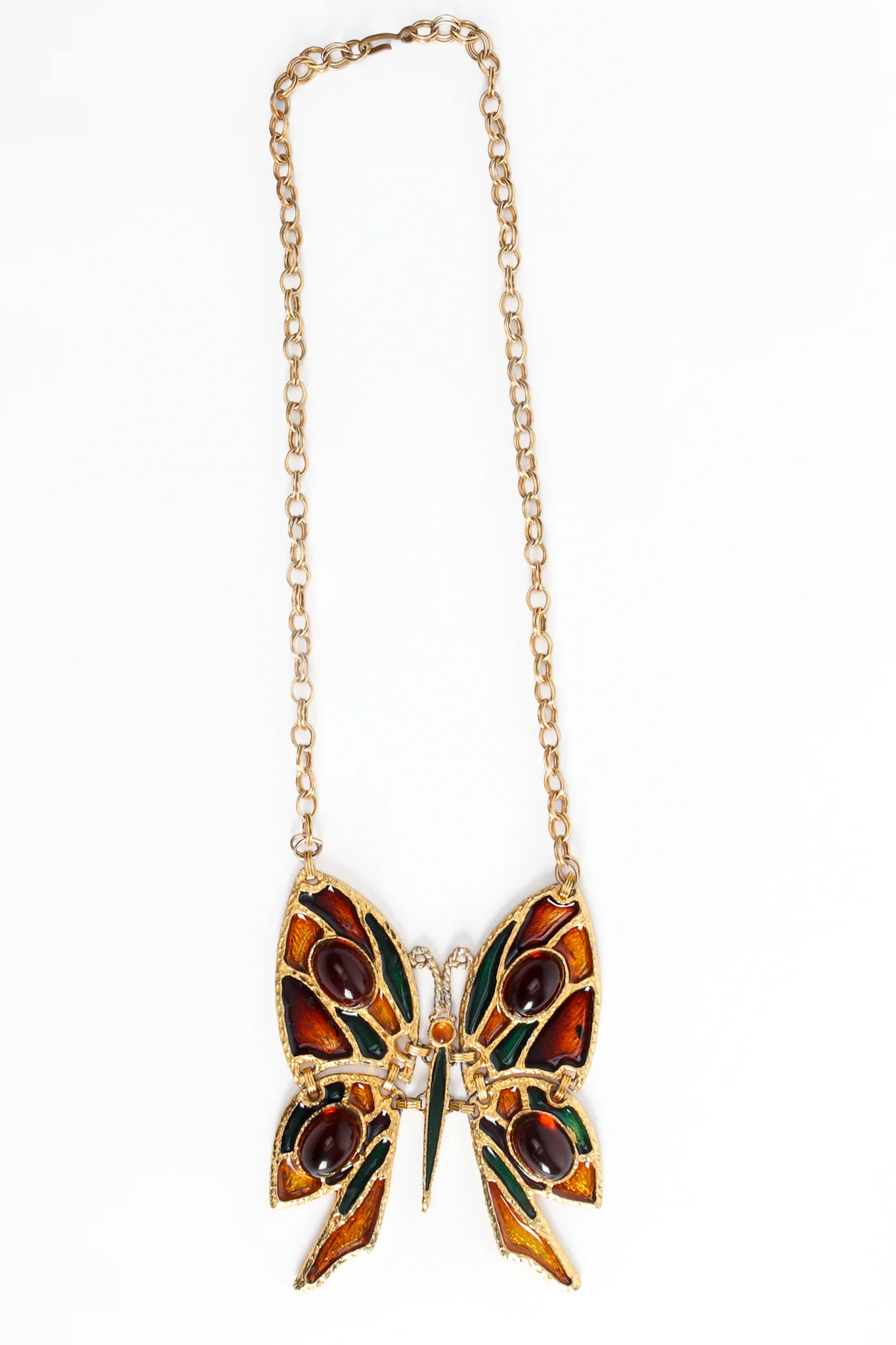 Enamel Butterfly Plate Necklace - Image 3