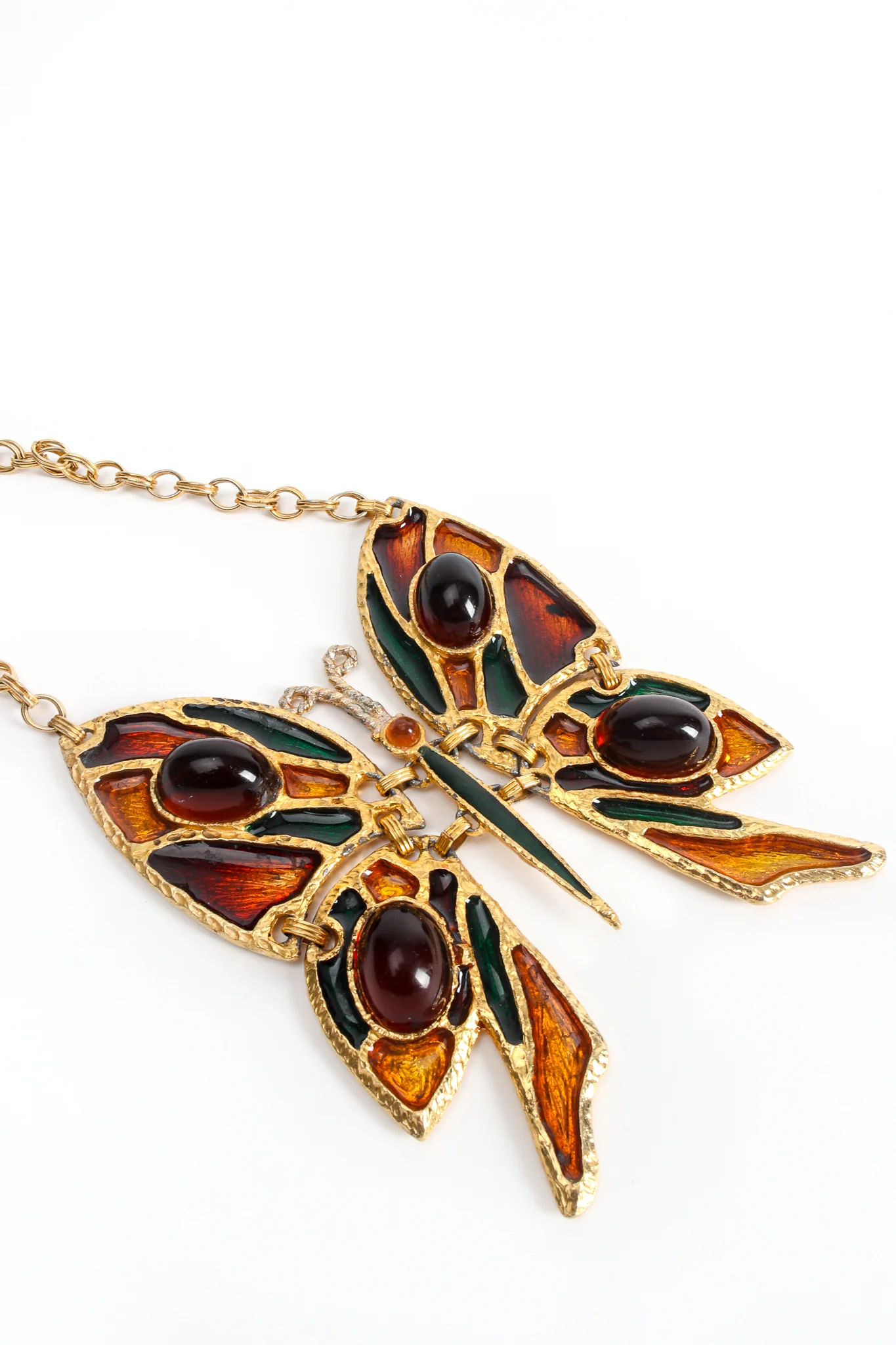 Enamel Butterfly Plate Necklace - Image 4