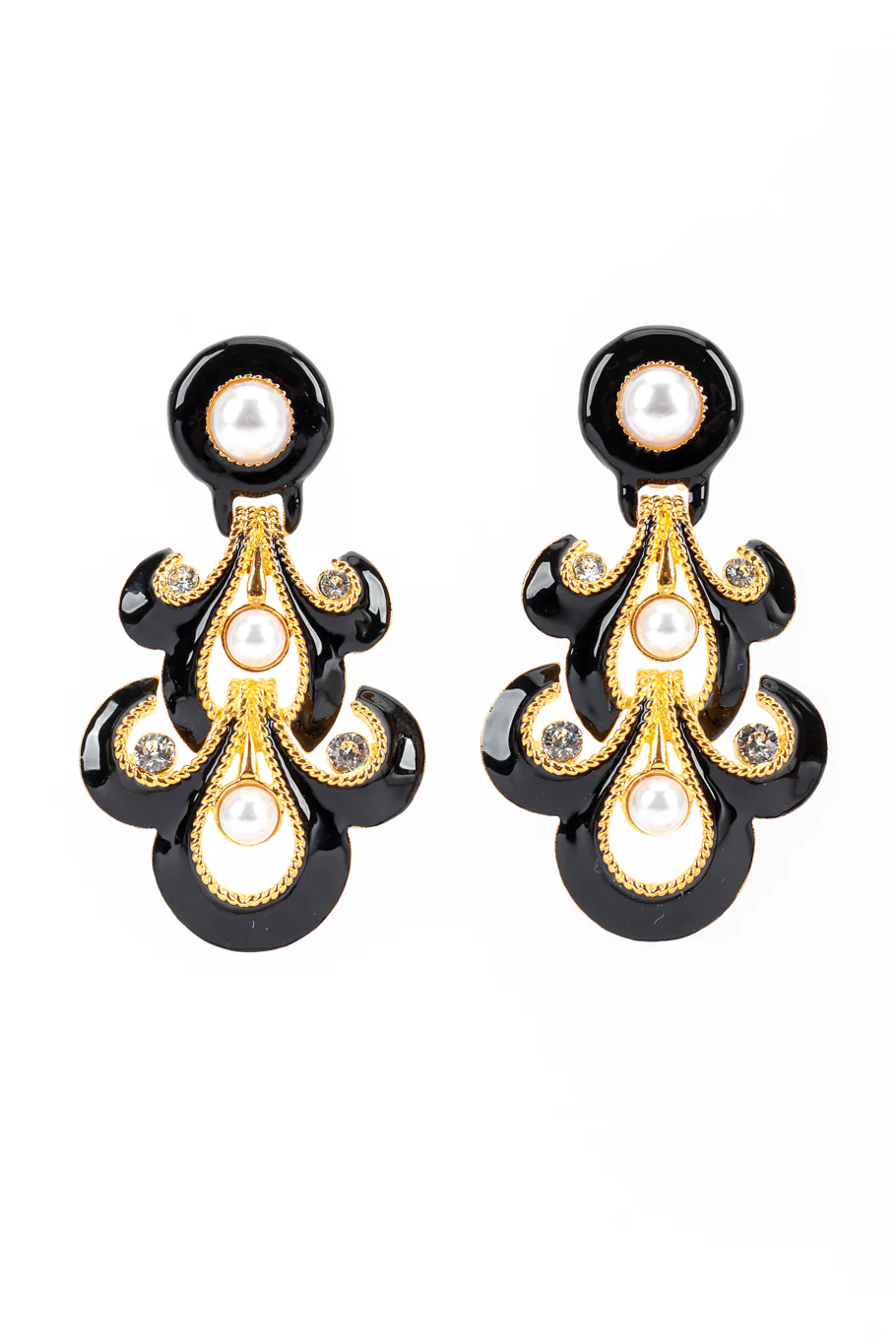 Enamel Fleur De Lis Chandelier Earrings