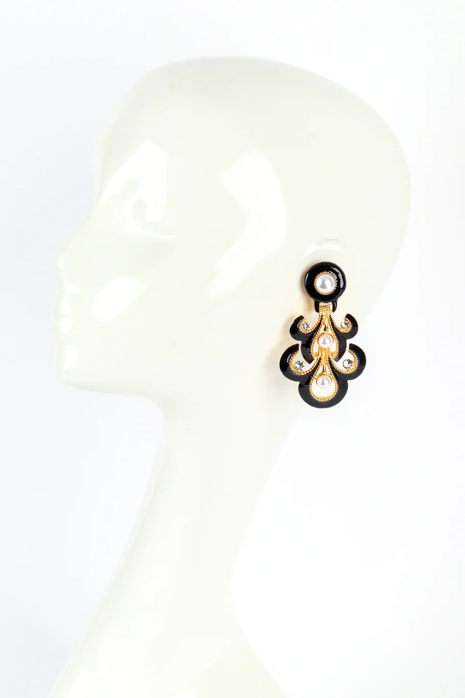 Enamel Fleur De Lis Chandelier Earrings - Image 2