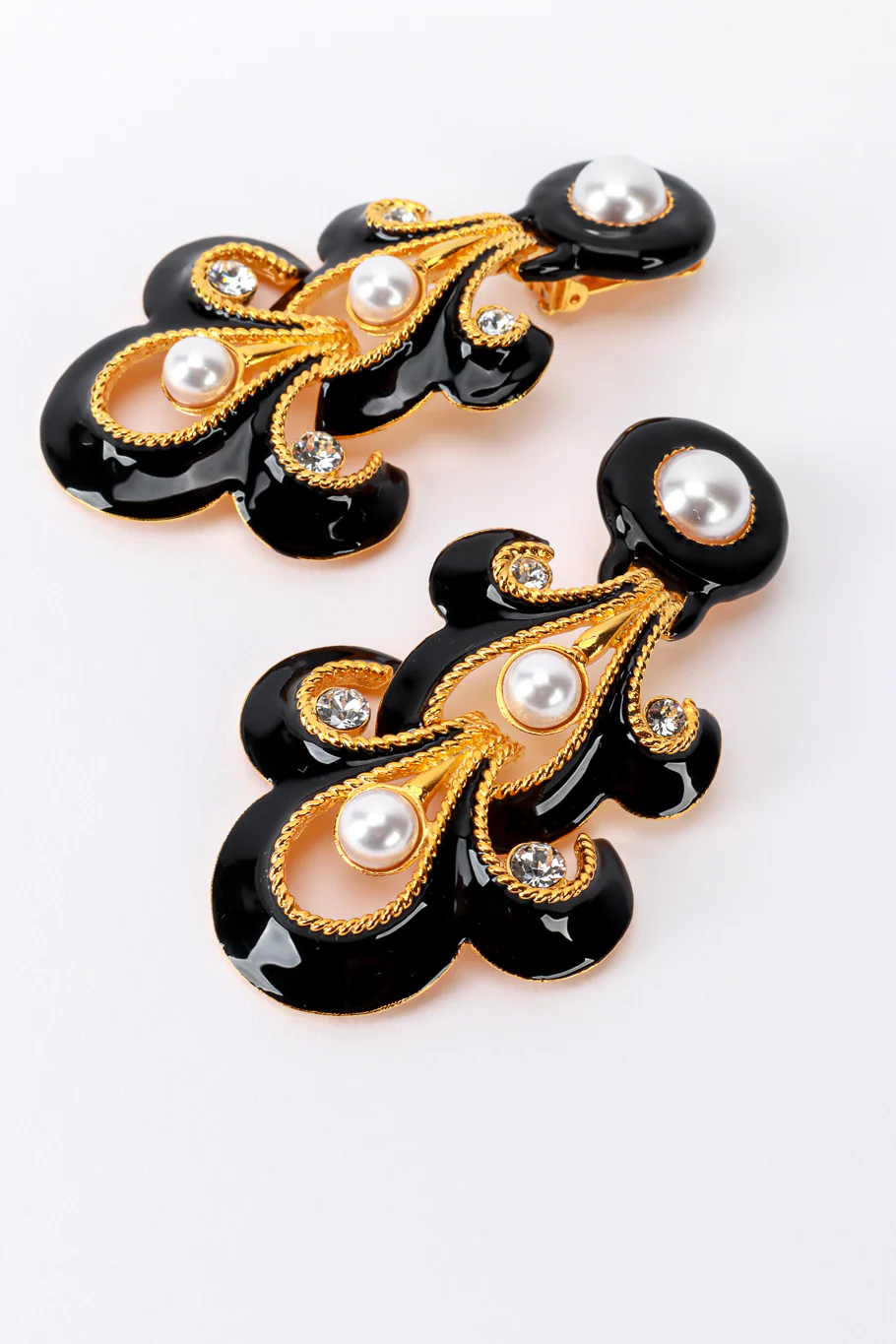 Enamel Fleur De Lis Chandelier Earrings - Image 3