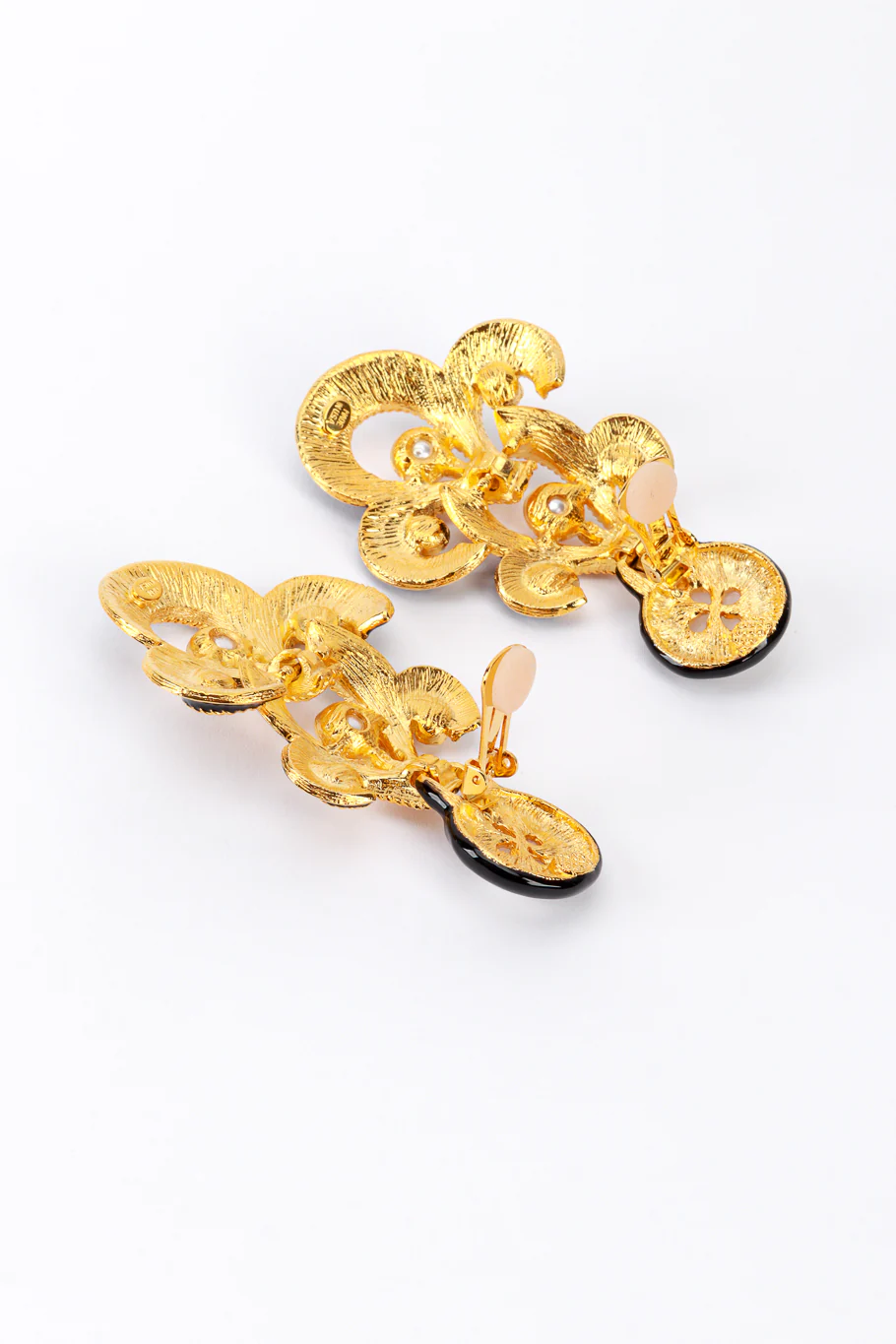 Enamel Fleur De Lis Chandelier Earrings - Image 4