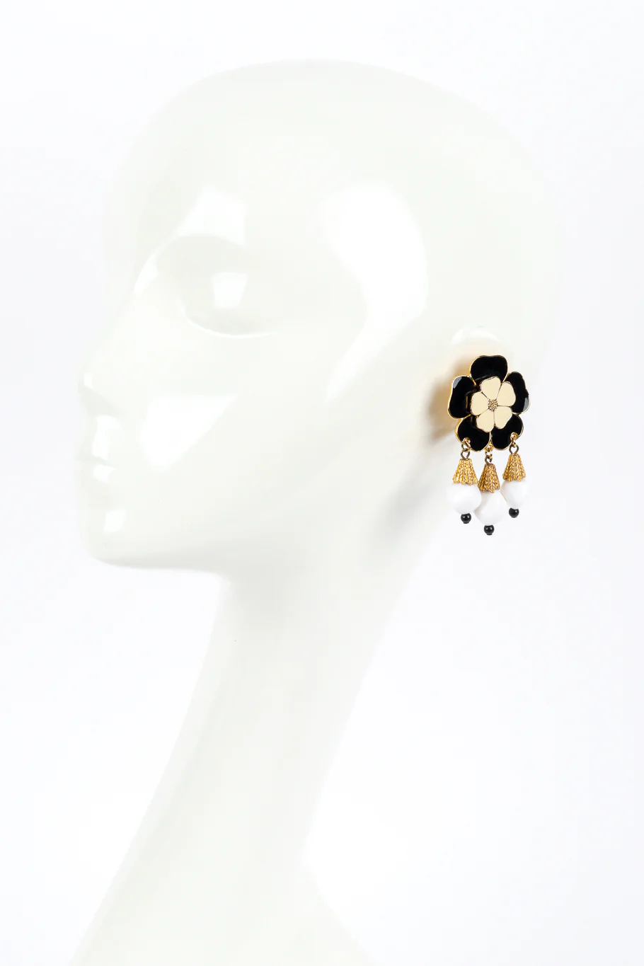 Enamel Flower Dangle Earrings - Image 2