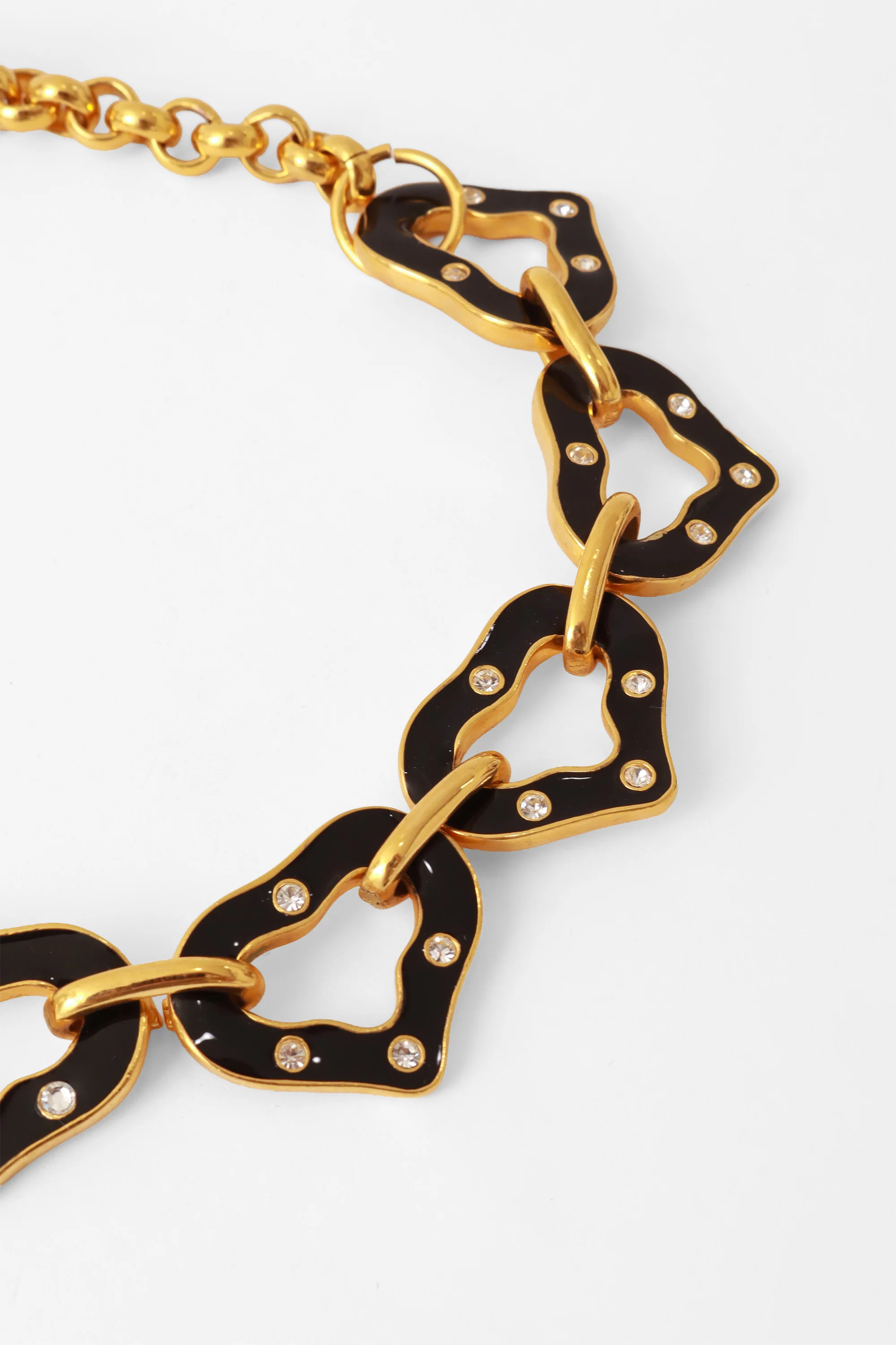 Enamel Heart Rhinestone Necklace & Earrings Set - Image 5