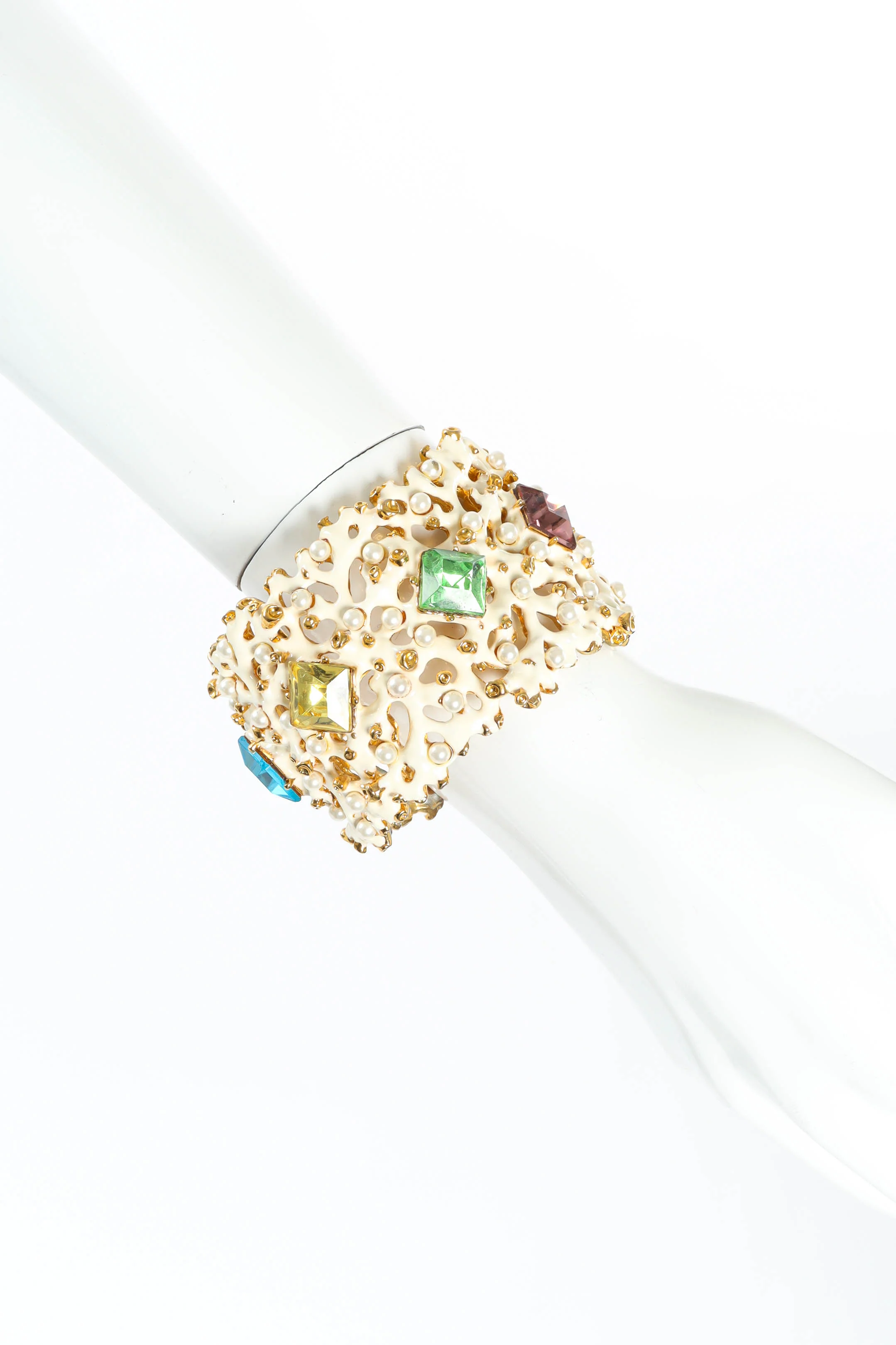 Enamel Pearl Stone Cuff - Image 2