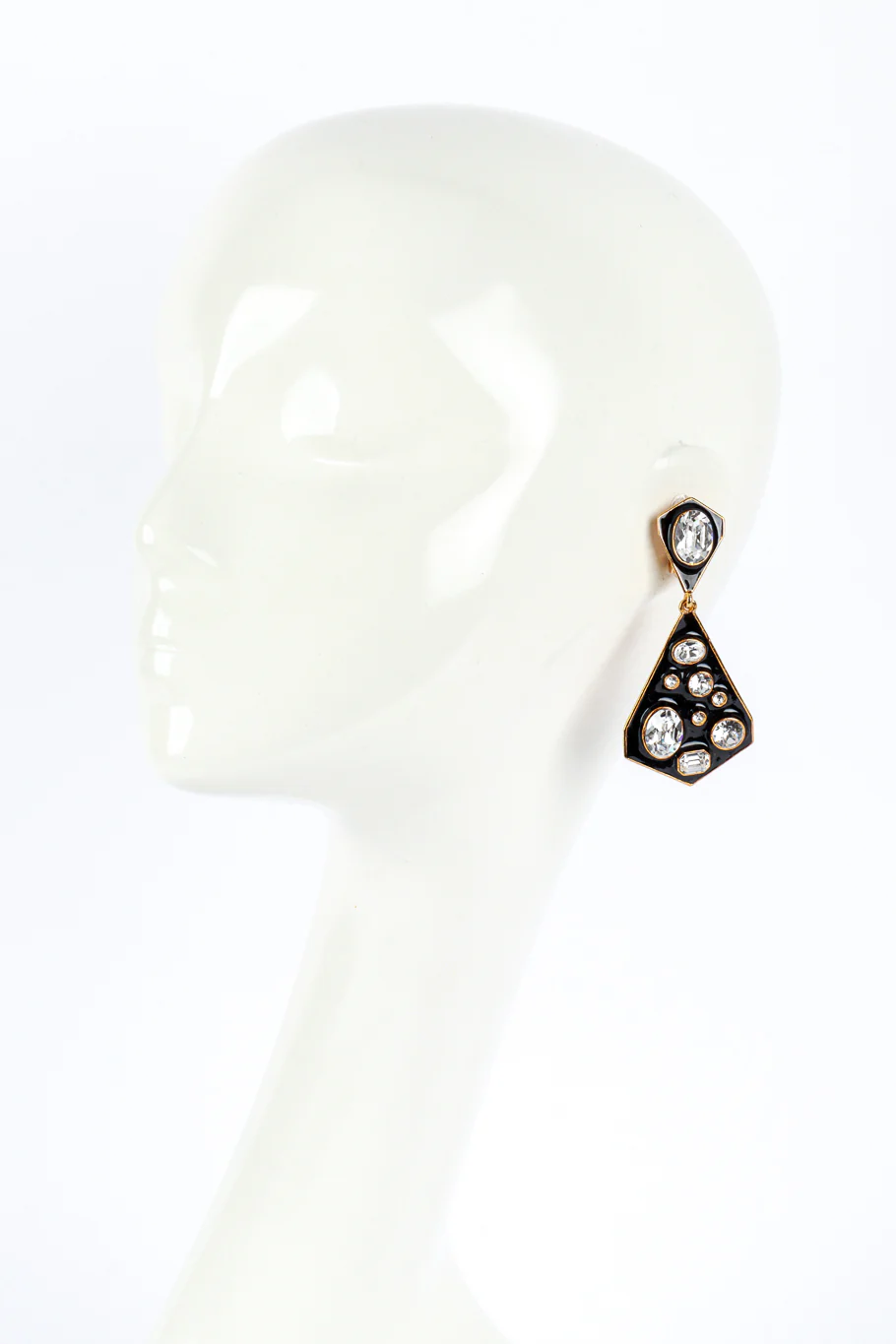 Enamel & Rhinestone Geo Drop Earrings - Image 2