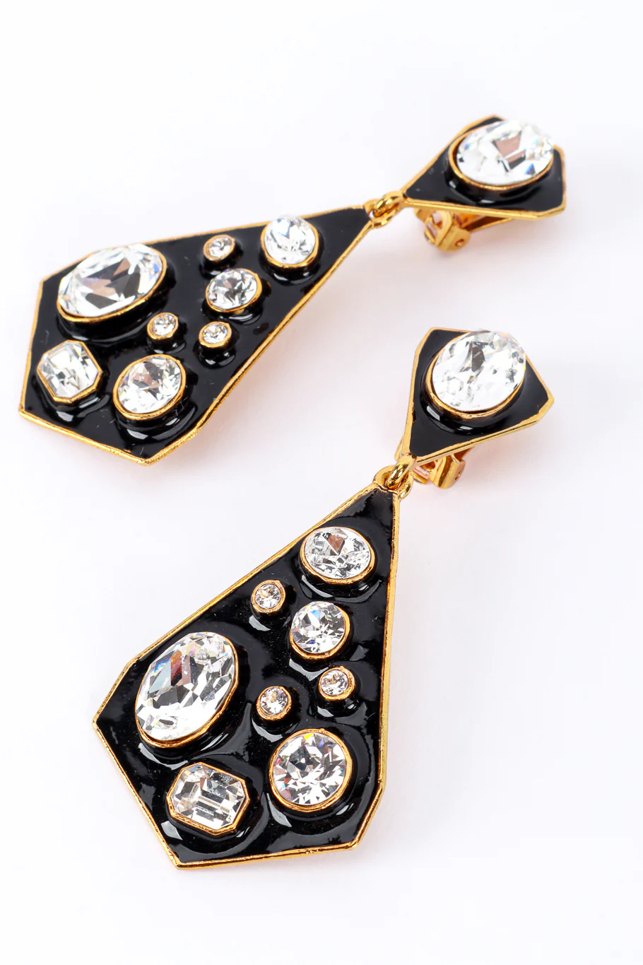 Enamel & Rhinestone Geo Drop Earrings - Image 3