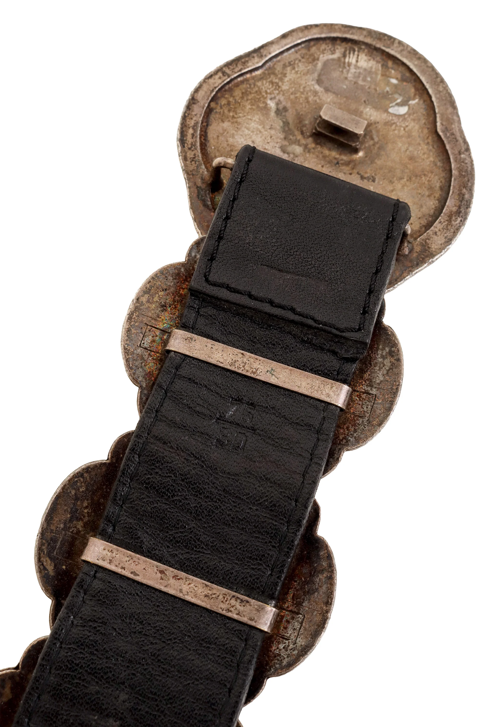 Engraved Floral Plate Leather Belt - Image 6
