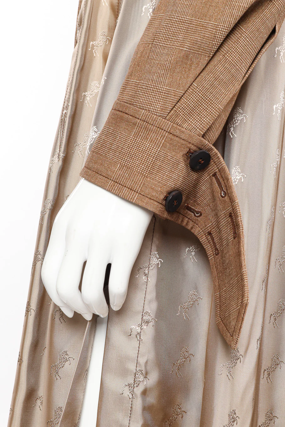 Equine Print Plaid Trench Coat - Image 6