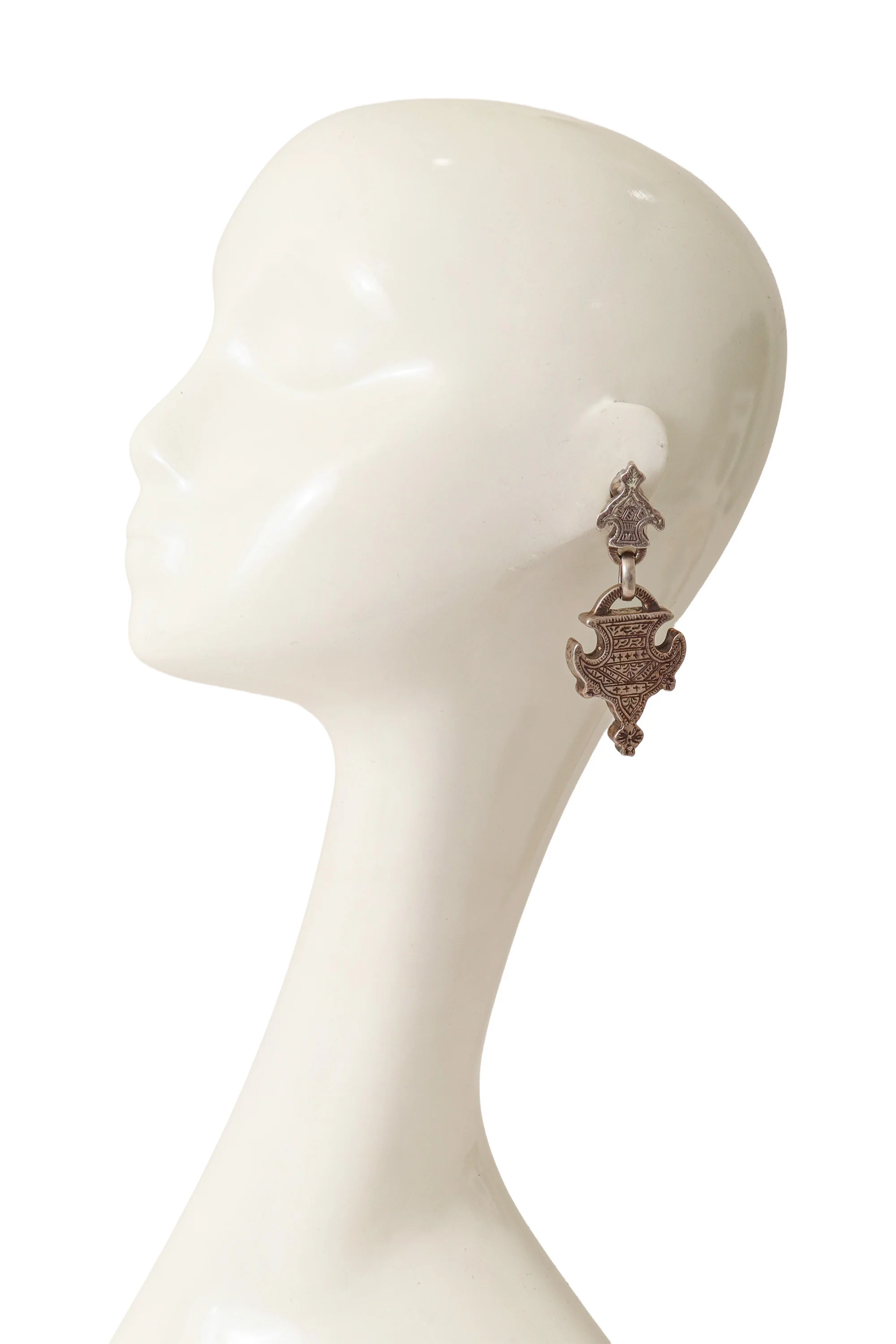 Etched Shield Drop Earrings - Image 2