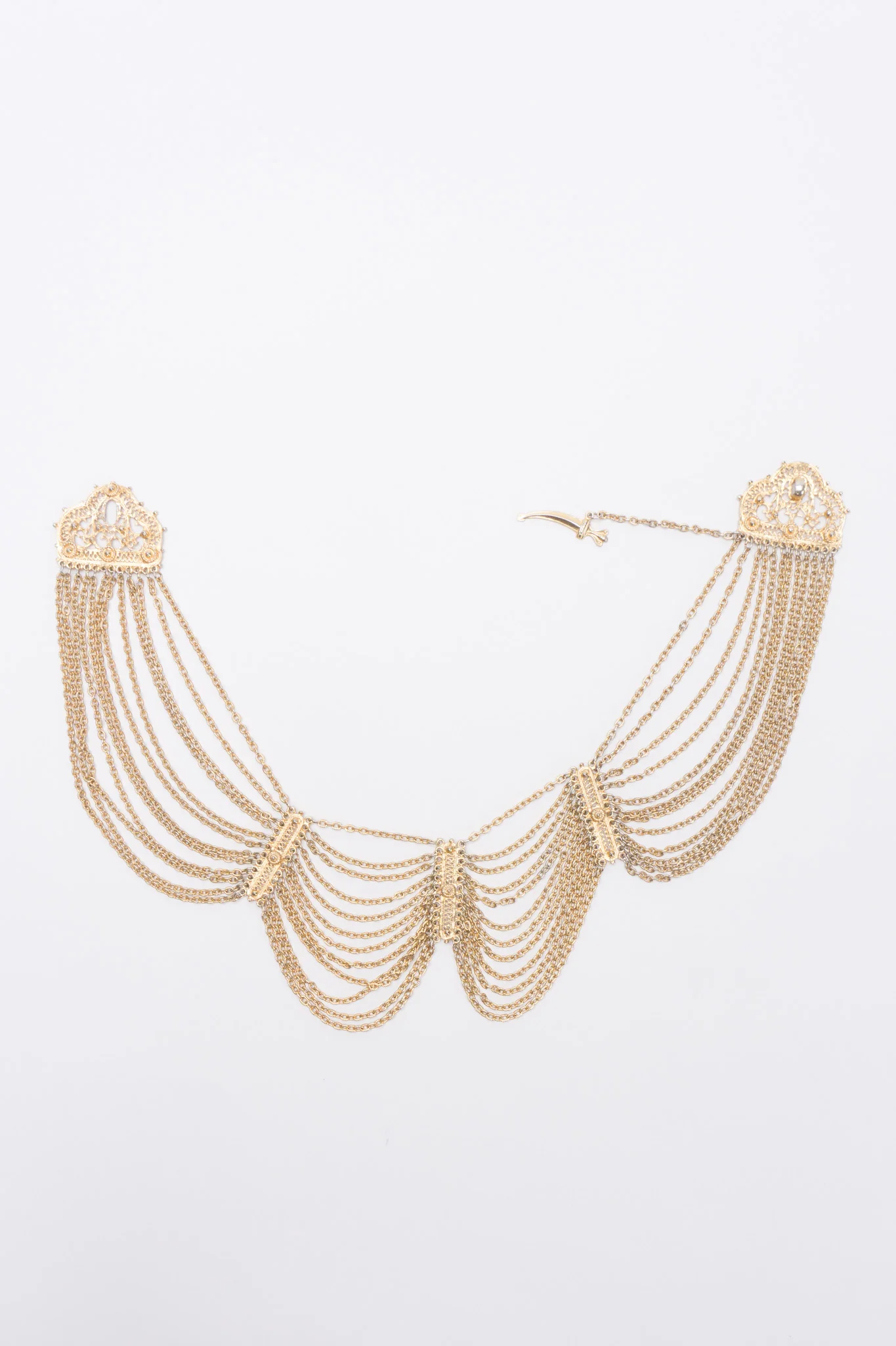 Etruscan Filigree Chain Collar Necklace - Image 5