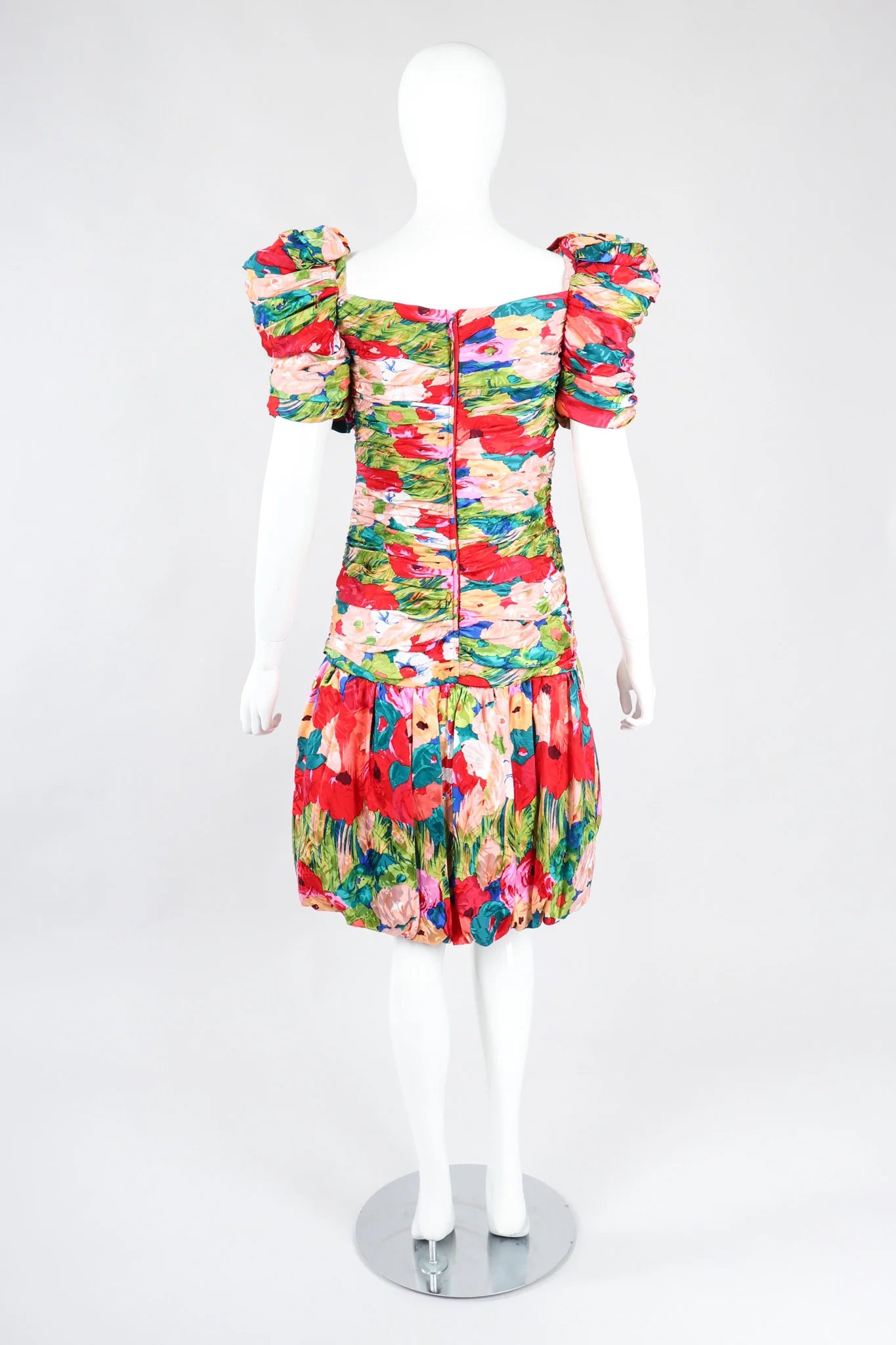 Ruched Floral Puff Dress - Image 7