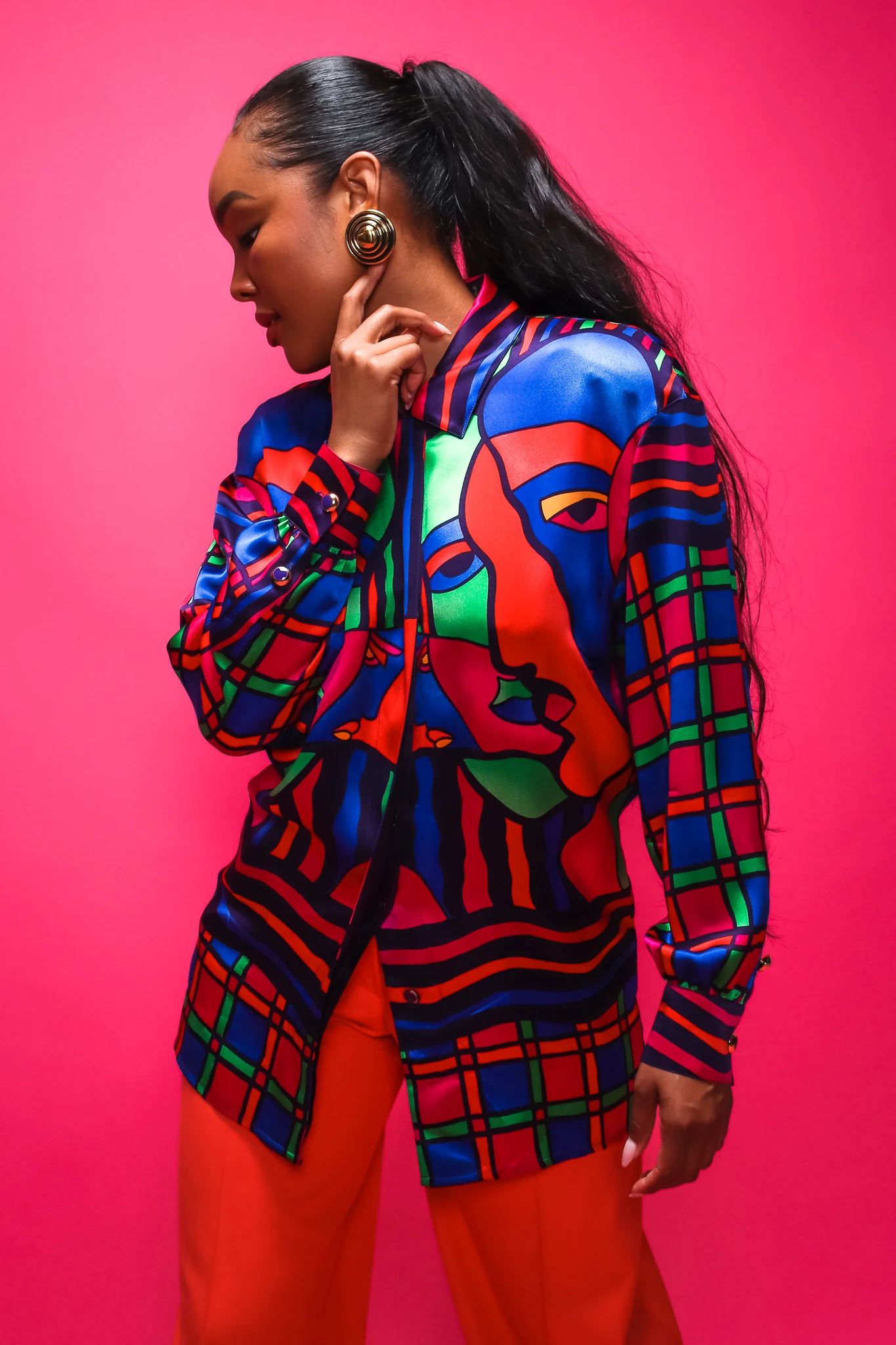 Expressionist Portrait Print Shirt - Image 2