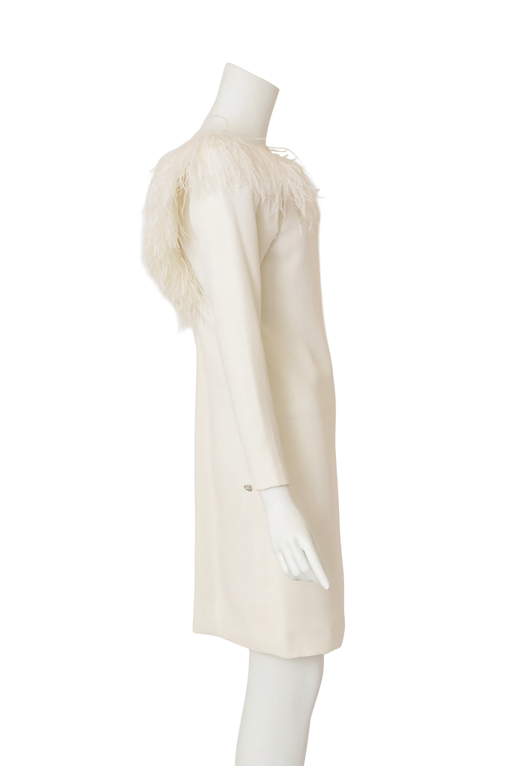 Feather Trim Silk Sheath Dress - Image 3