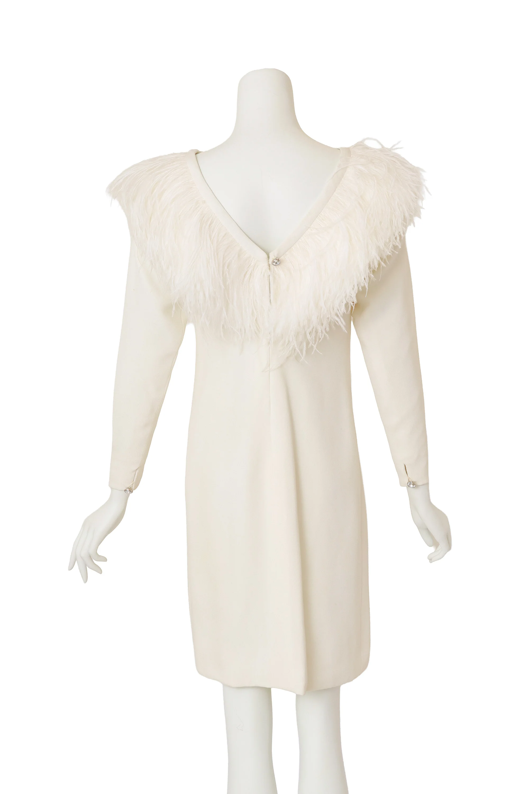 Feather Trim Silk Sheath Dress - Image 4