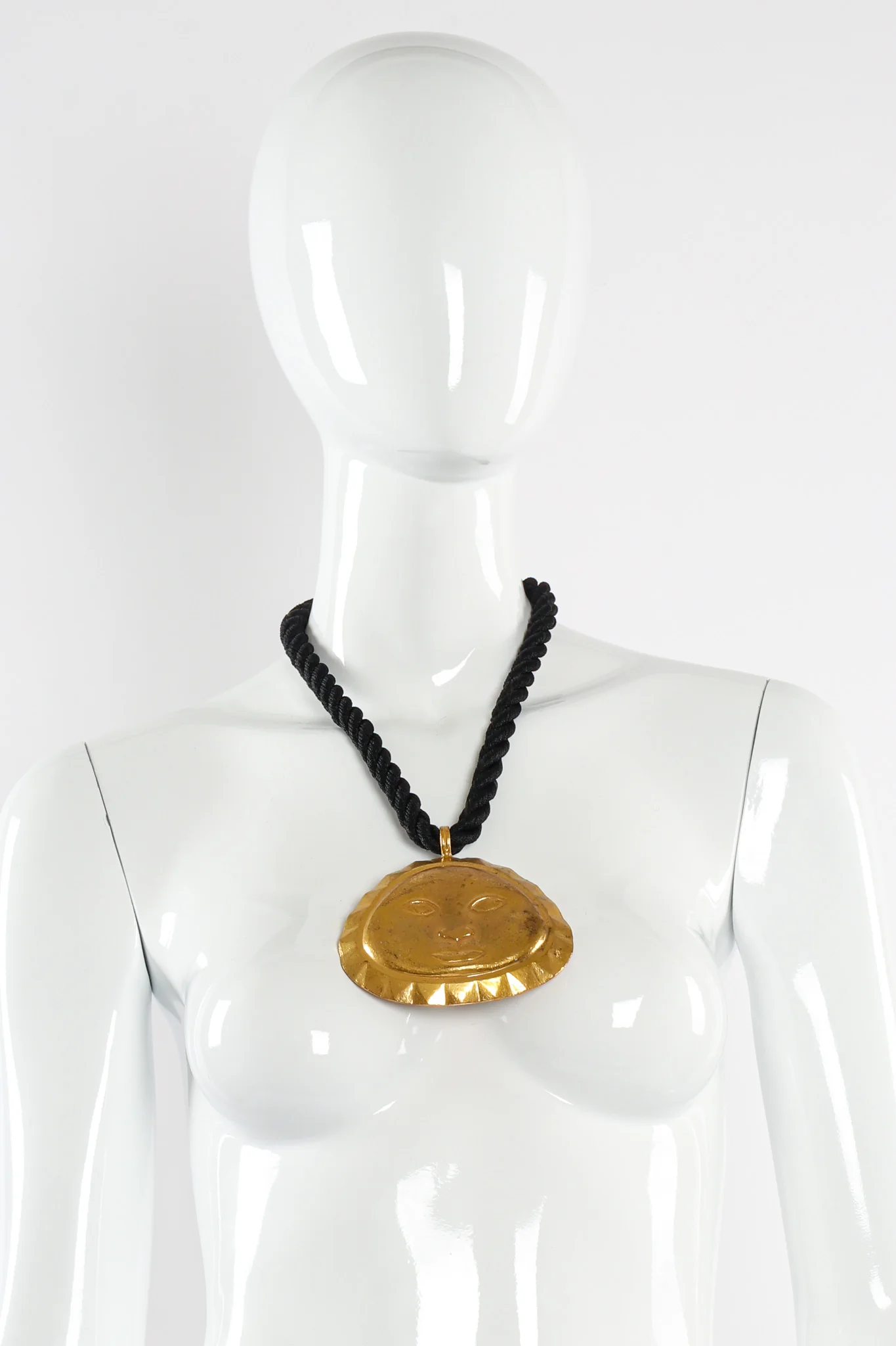 Face Pendant Rope Necklace - Image 3