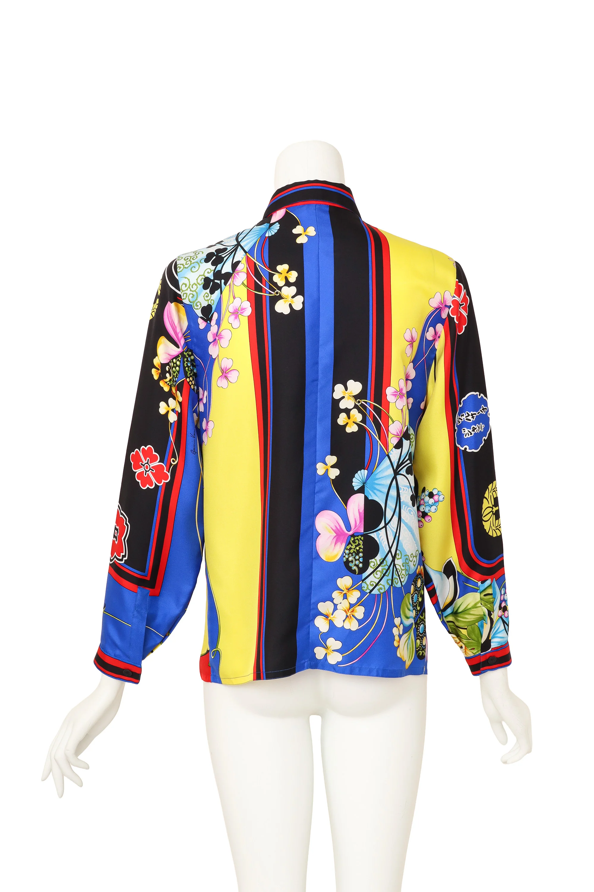 Fan & Floral Print Silk Shirt - Image 4
