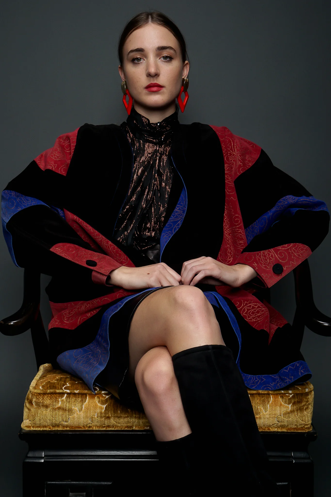 Faux Bois Brocade Blouse - Image 2