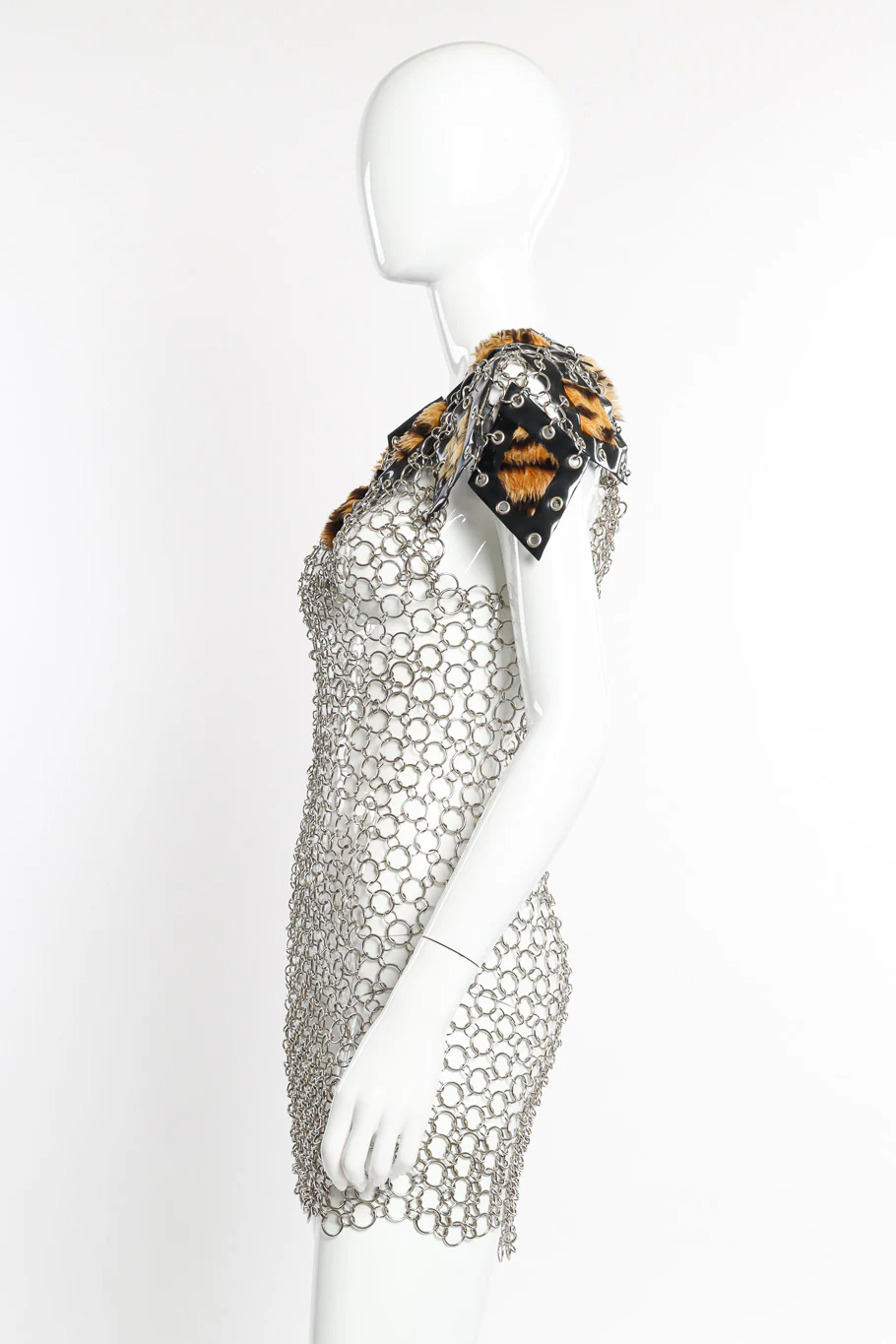 Faux Fur Chainmail Dress - Image 3